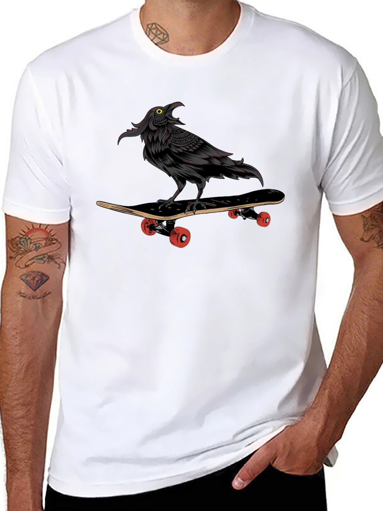 Raven Skateboard T-Shirt - Unique Graphic Tee