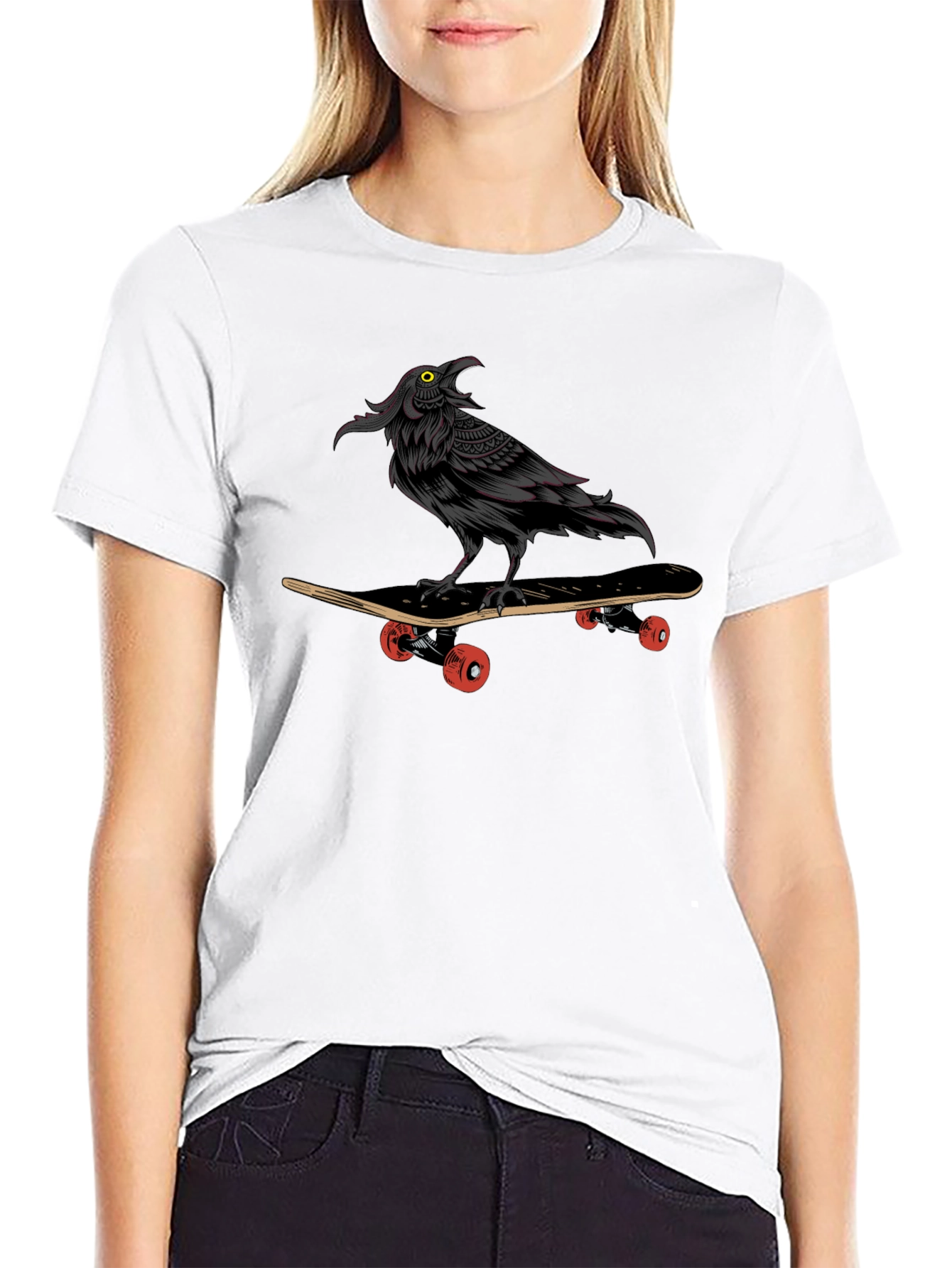 Raven Skateboard T-Shirt - Unique Graphic Tee