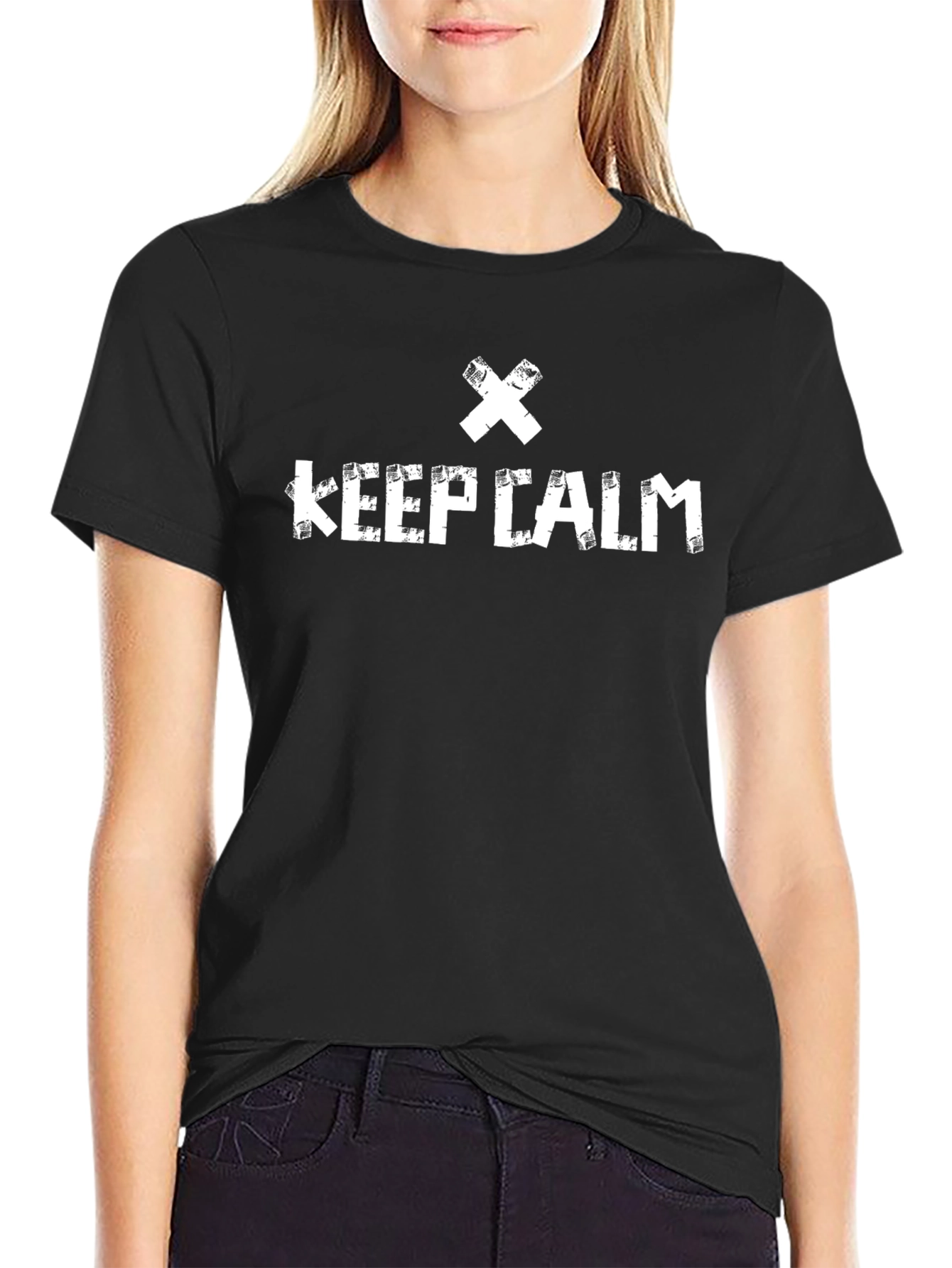 Keep Calm Black T-Shirt - Distressed Graphic Tee
