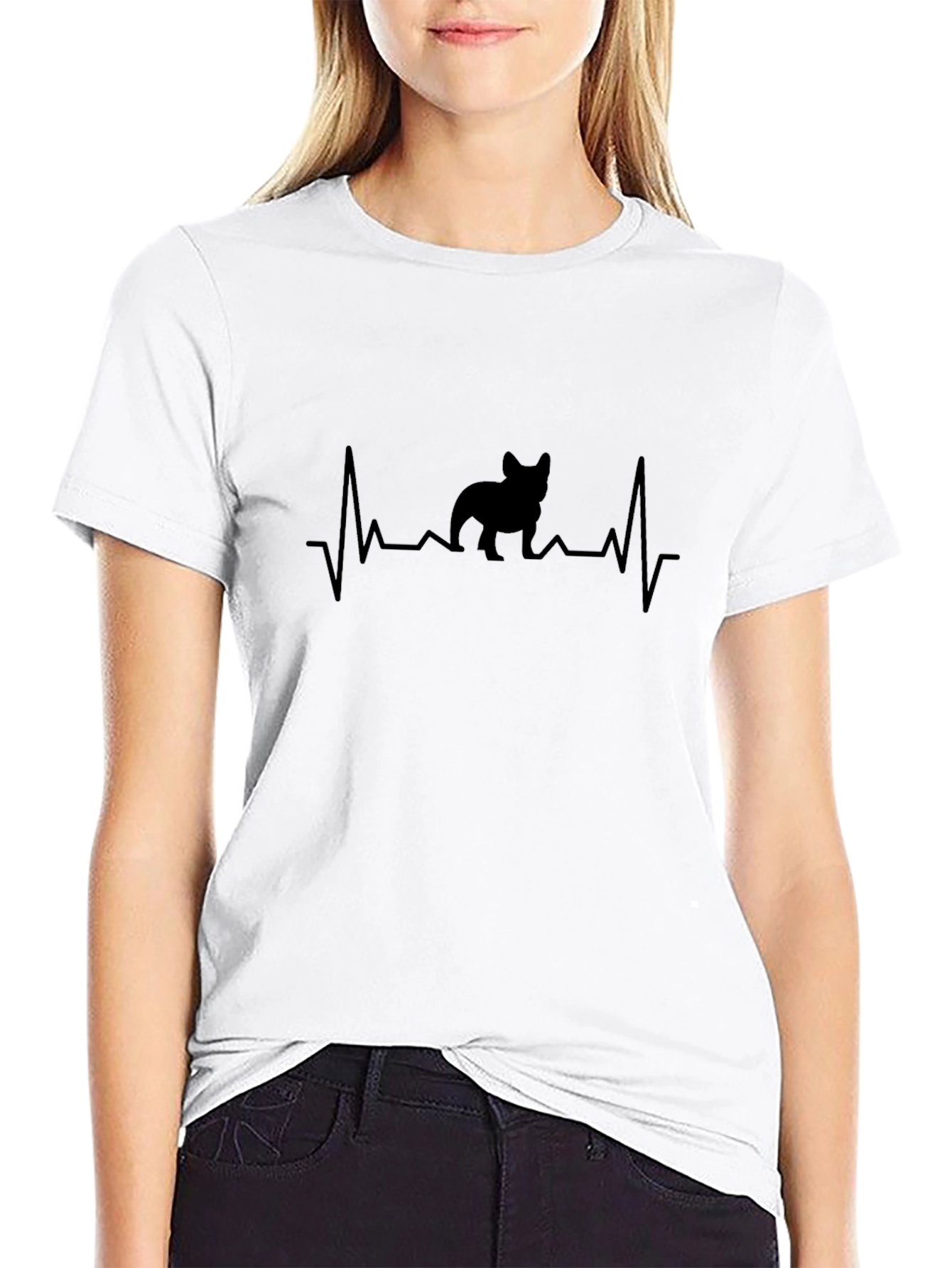 Black French Bulldog Heartbeat T-Shirt