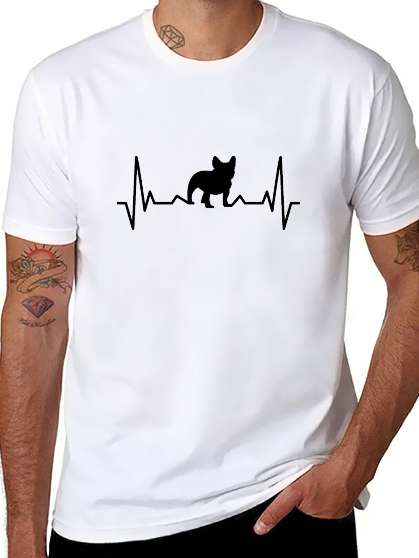 Black French Bulldog Heartbeat T-Shirt