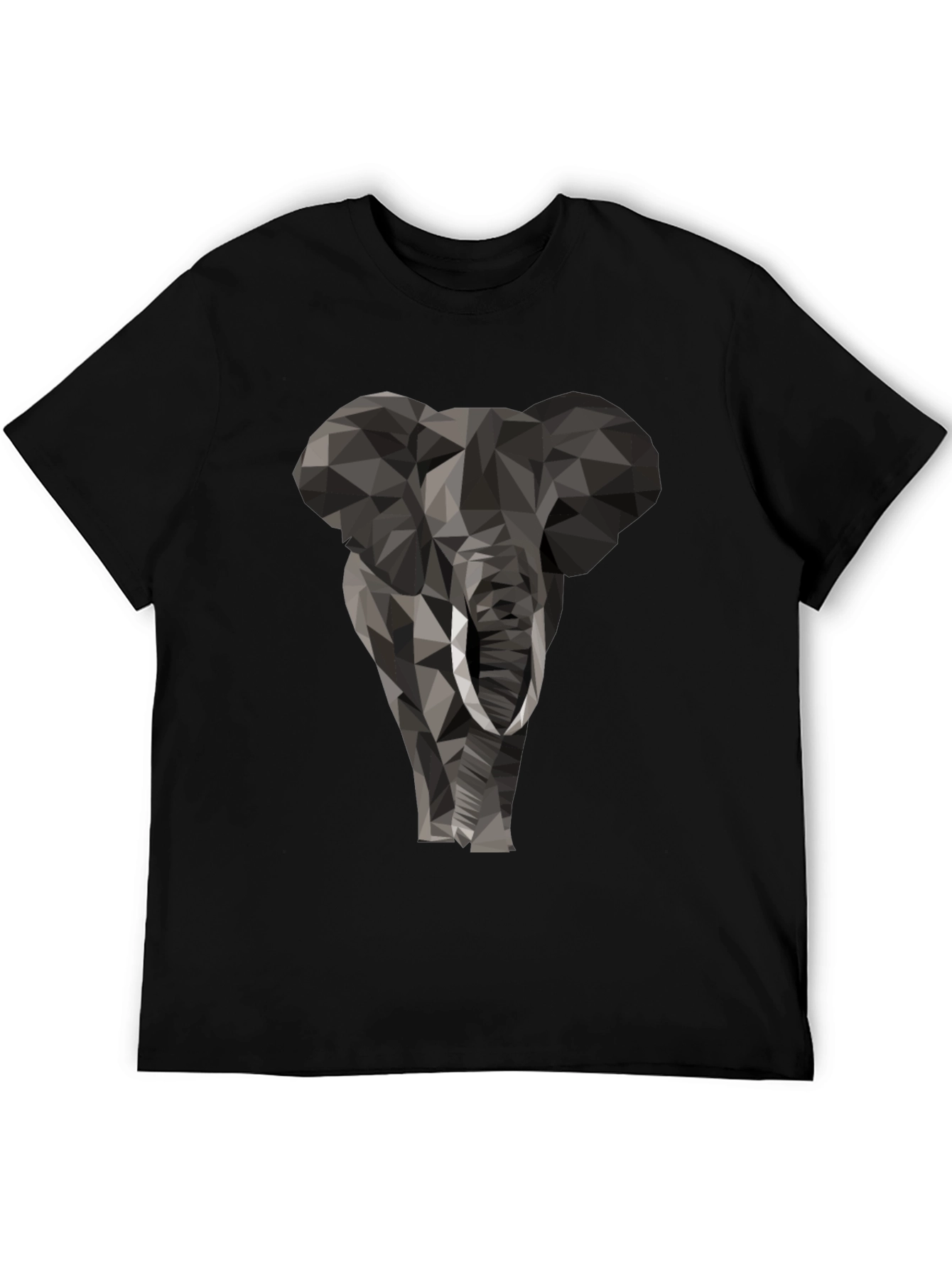 Geometric Elephant Graphic Tee - Black