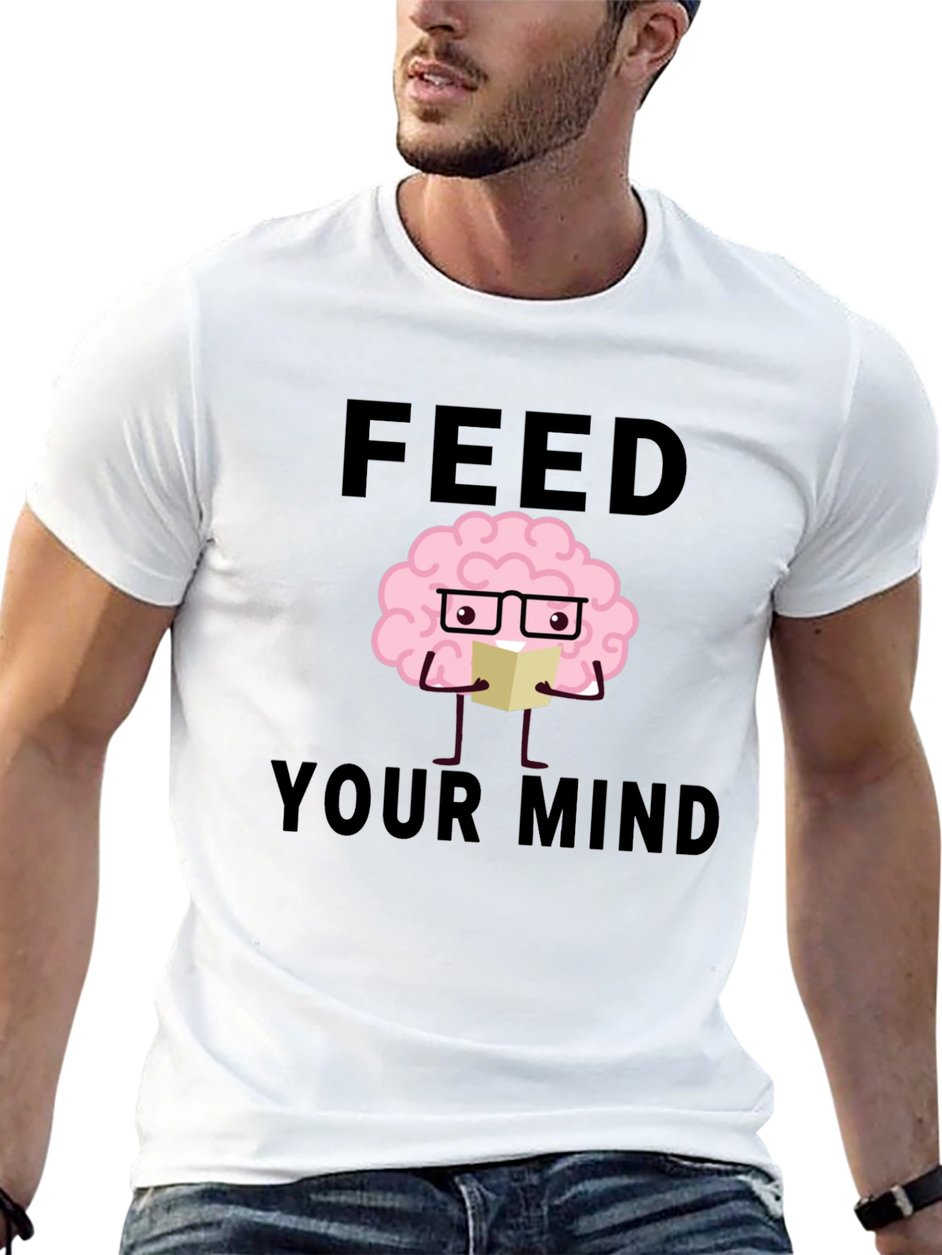 Feed Your Mind Graphic Tee - Brain with Book