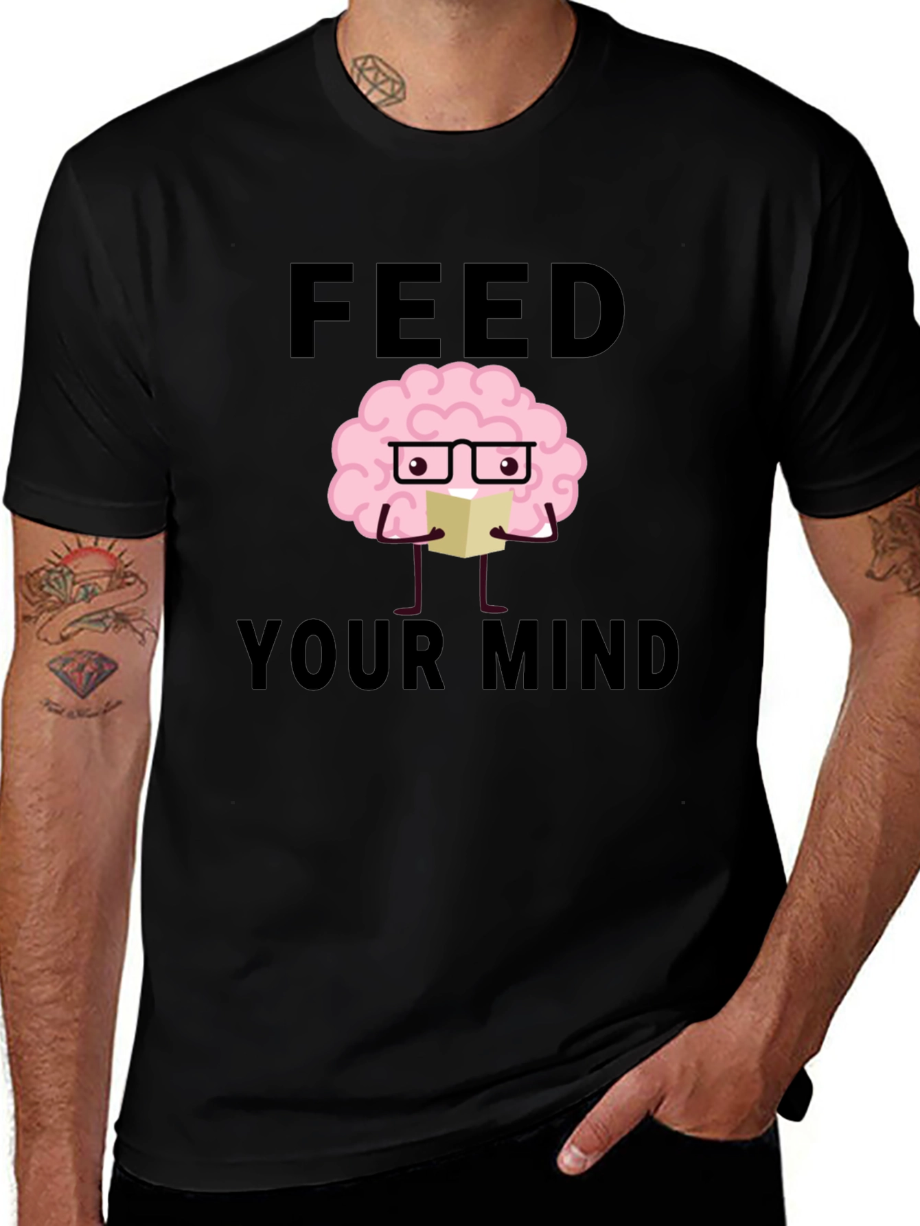 Feed Your Mind Graphic Tee - Brain with Book
