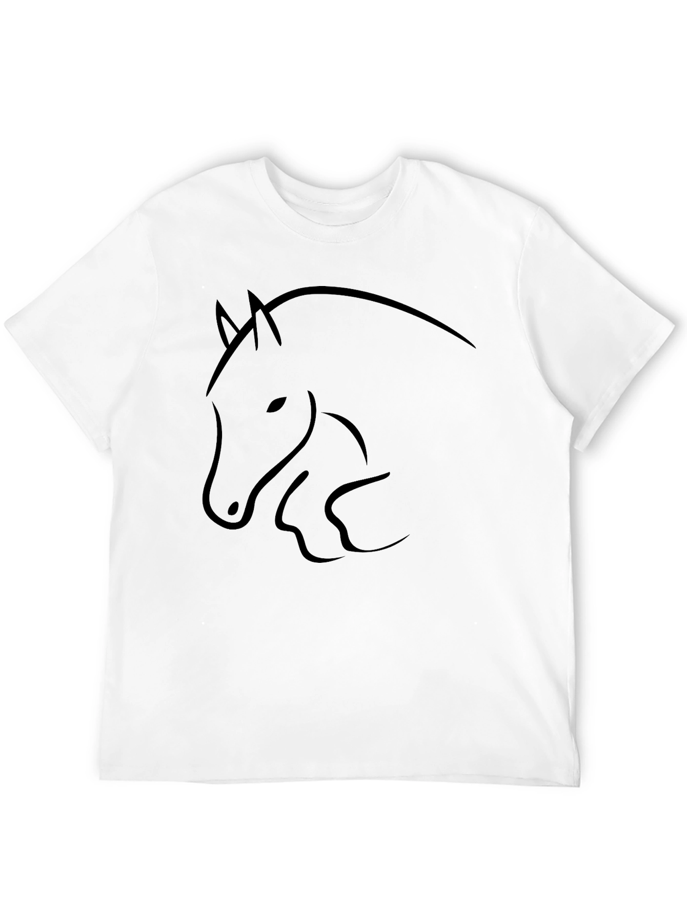Minimalist Horse Outline Black T-Shirt