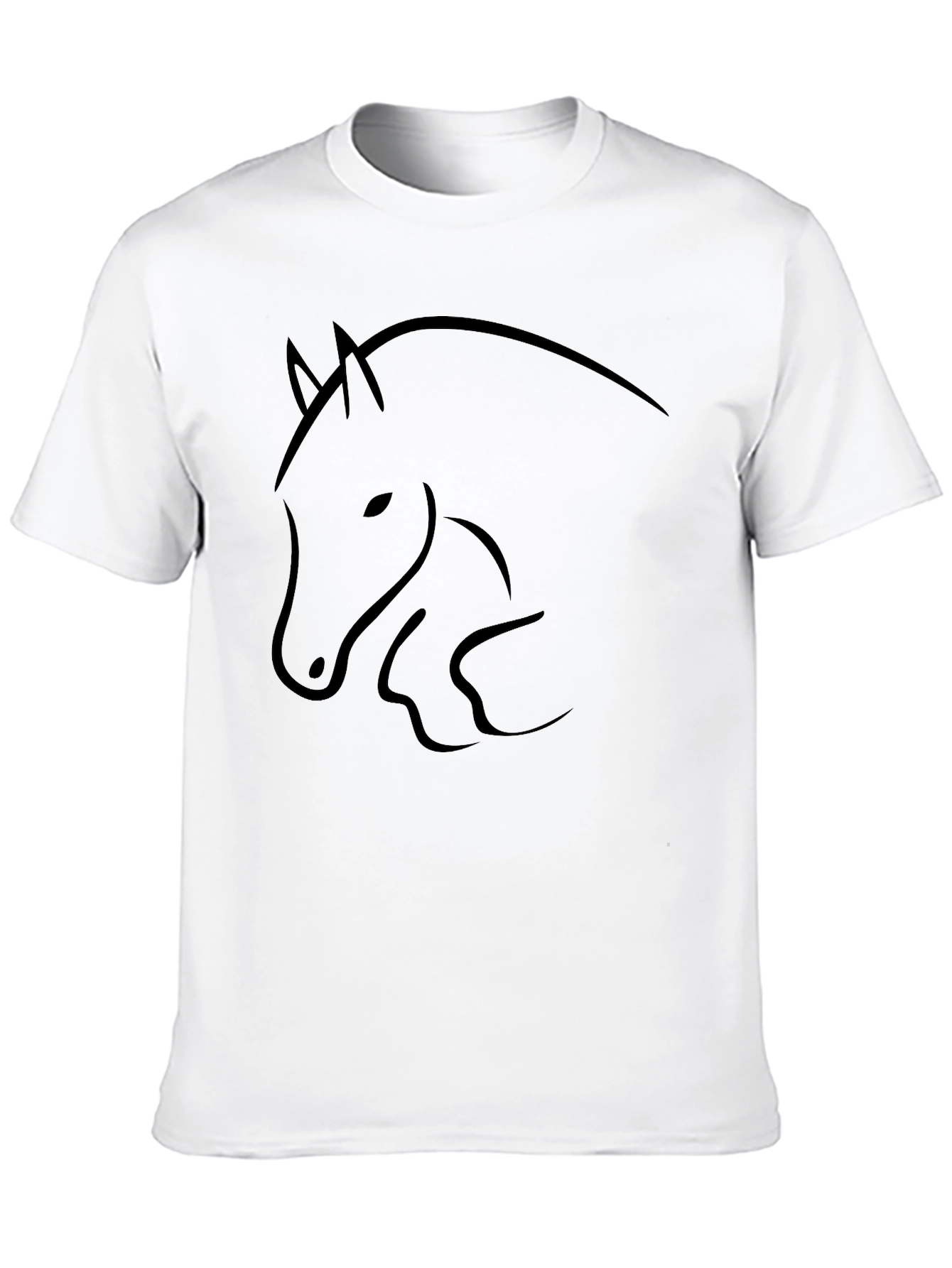 Minimalist Horse Outline Black T-Shirt