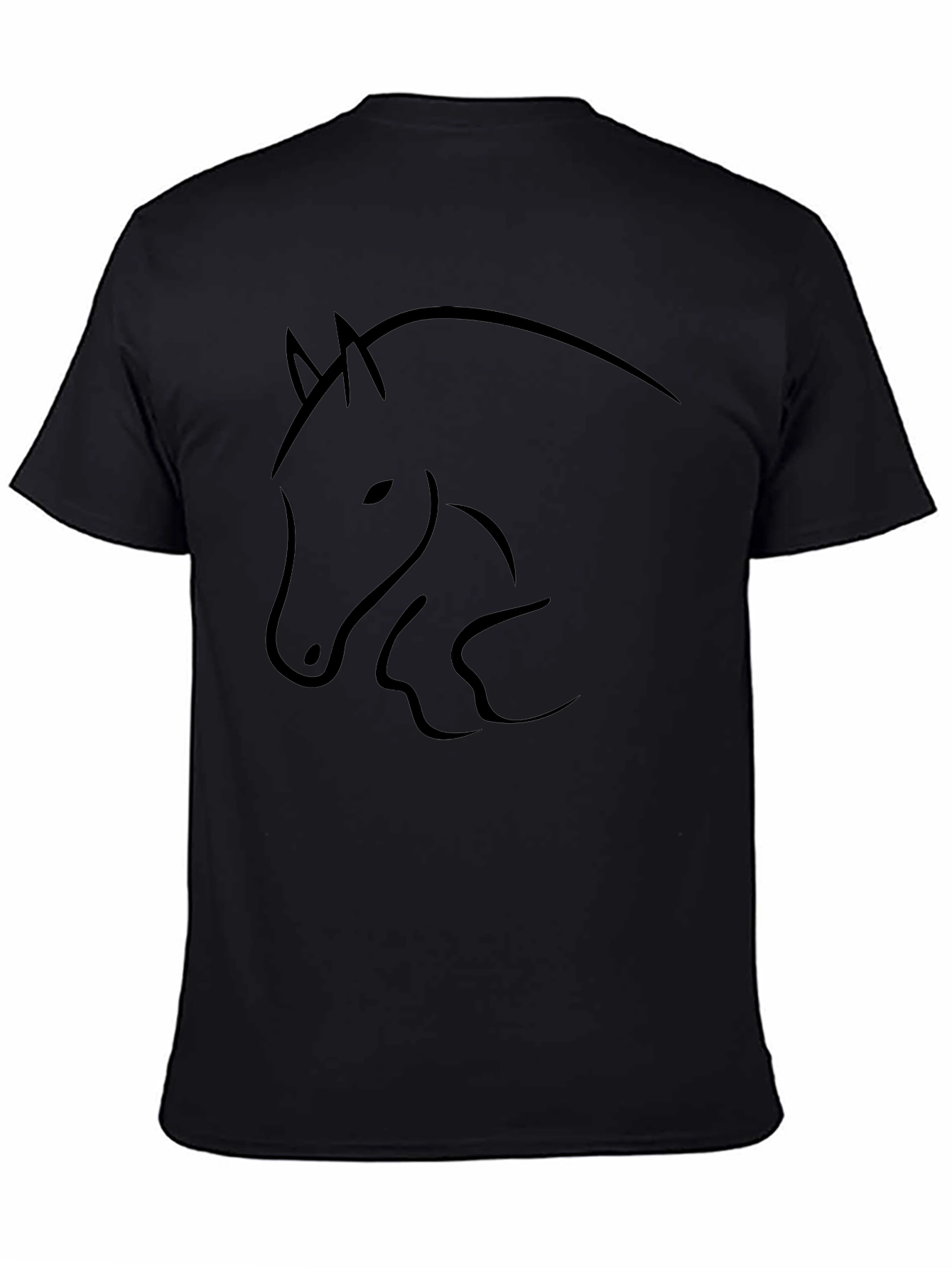Minimalist Horse Outline Black T-Shirt