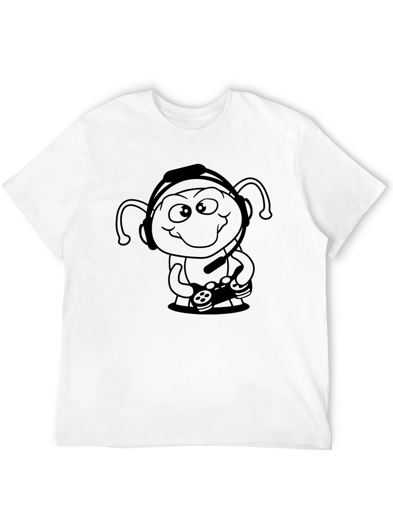 Gamer Alien Graphic Tee - Black Cotton T-Shirt