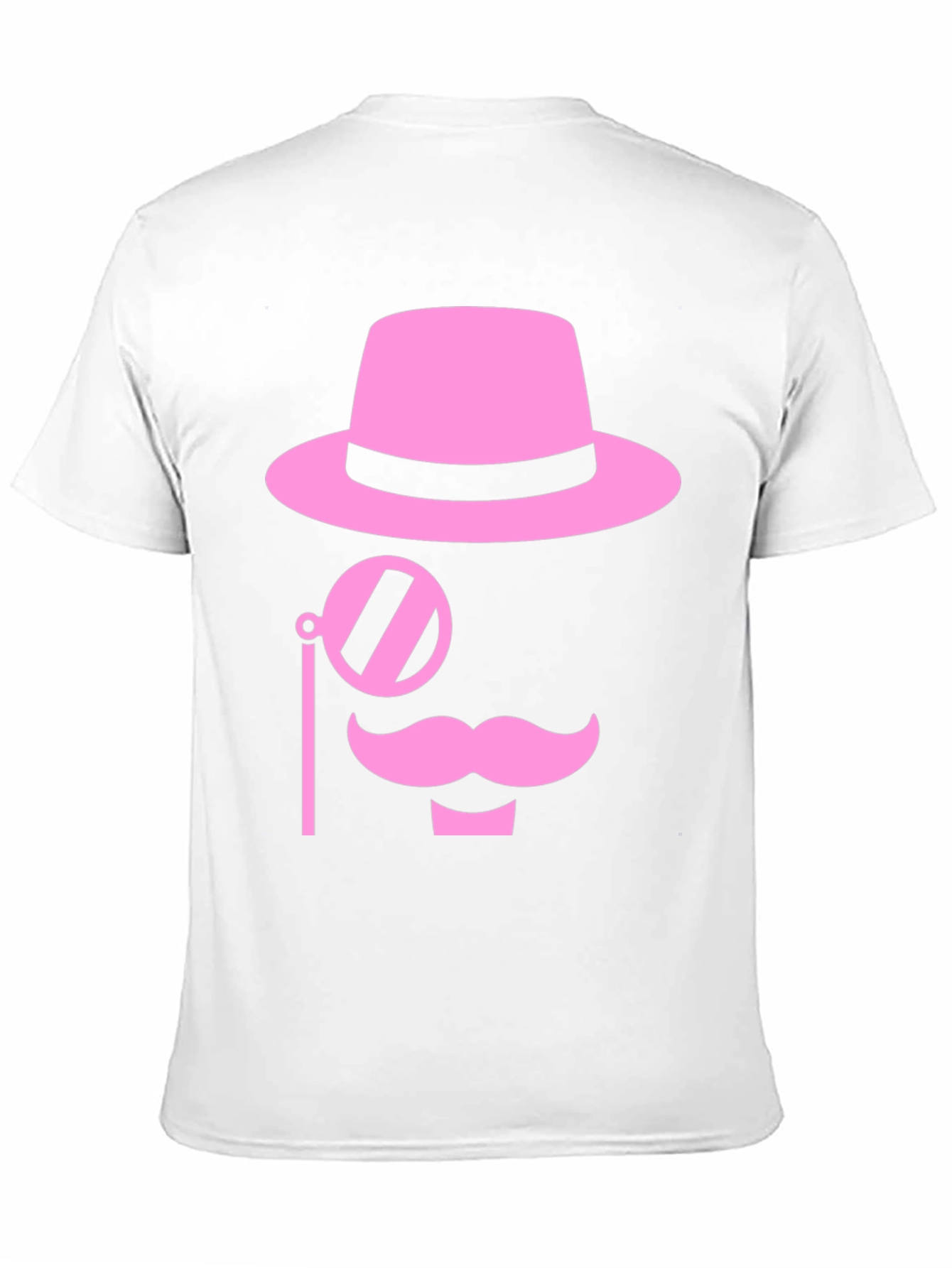Pink Mustache Hat Monocle Black T-Shirt