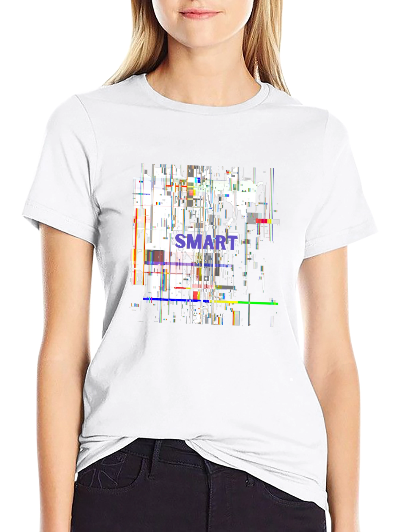 Abstract SMART Black T-Shirt - Modern Glitch Design