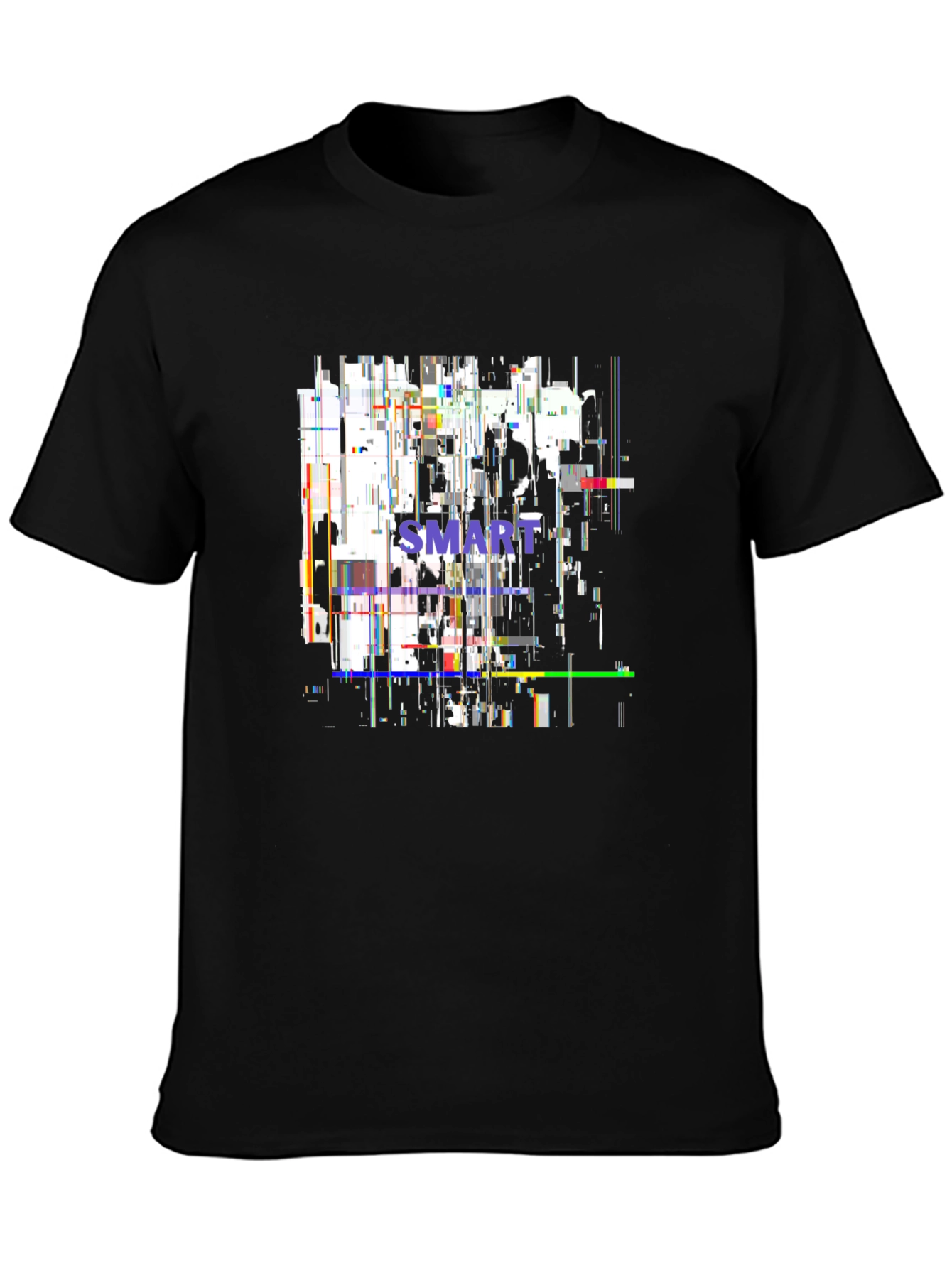 Abstract SMART Black T-Shirt - Modern Glitch Design