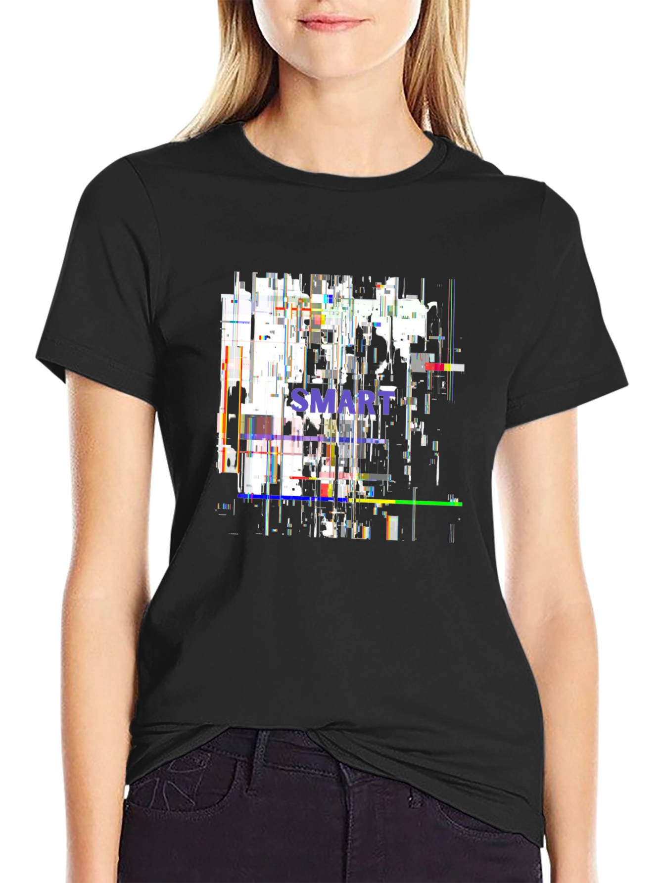 Abstract SMART Black T-Shirt - Modern Glitch Design