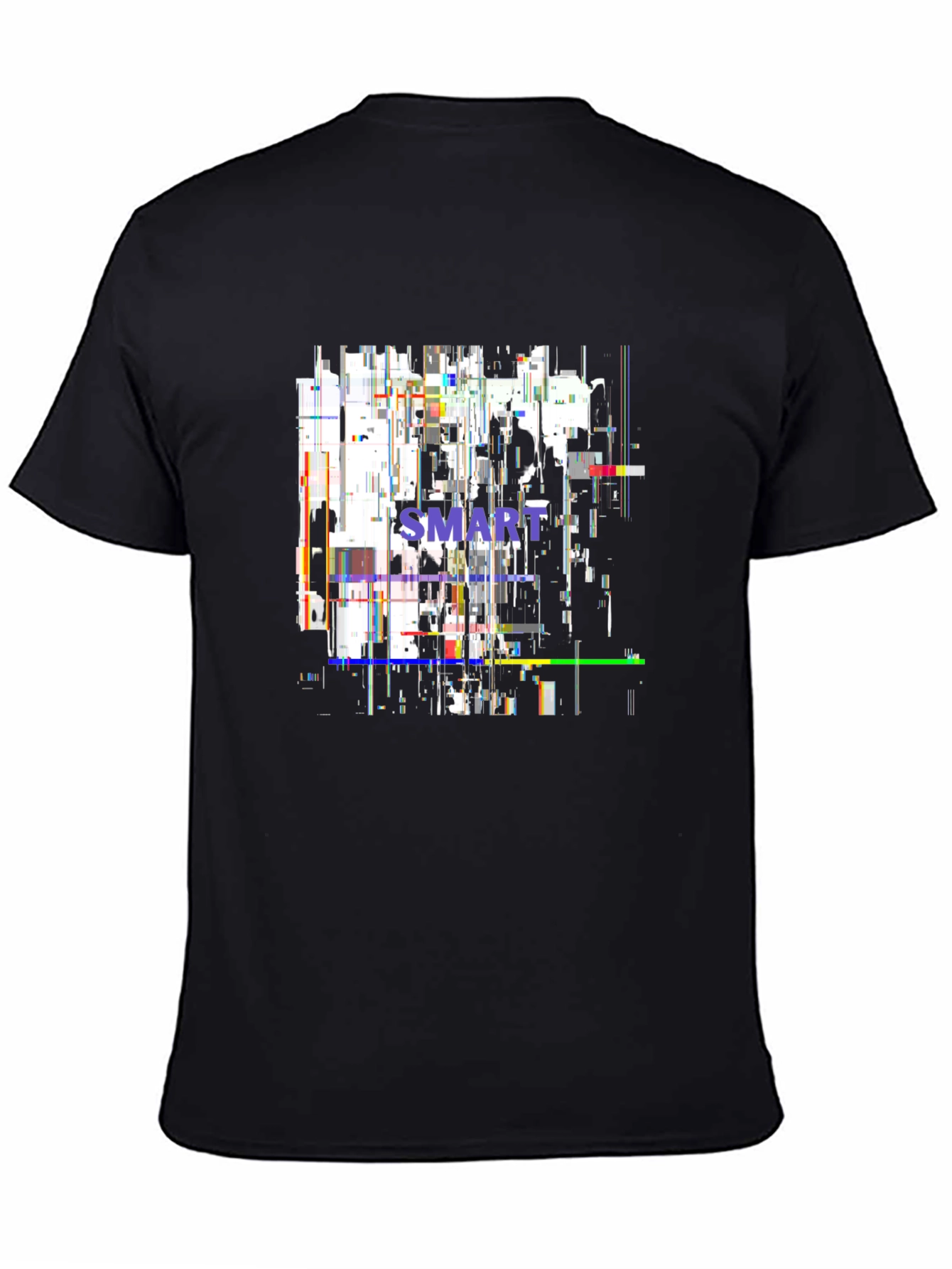 Abstract SMART Black T-Shirt - Modern Glitch Design