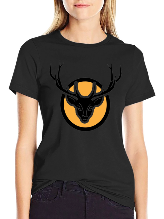 Stag Graphic Tee - Black Deer Circle Design