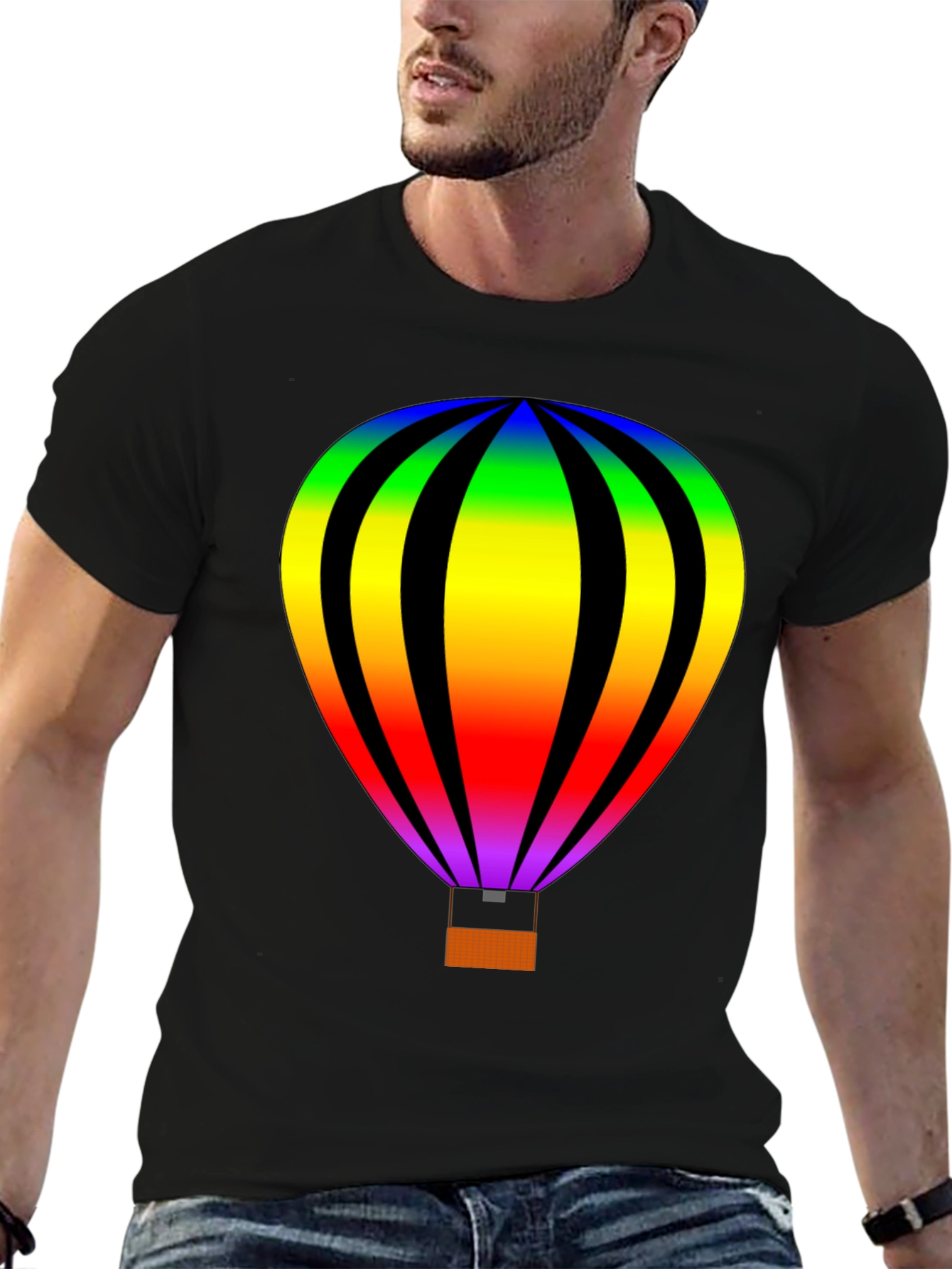 Rainbow Hot Air Balloon Graphic Tee - Unisex