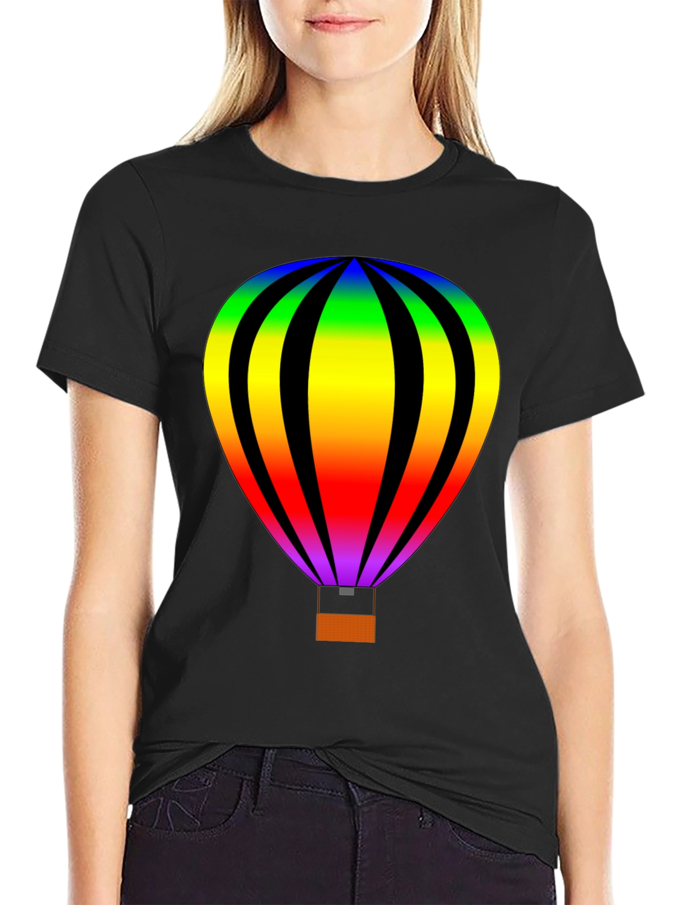 Rainbow Hot Air Balloon Graphic Tee - Unisex