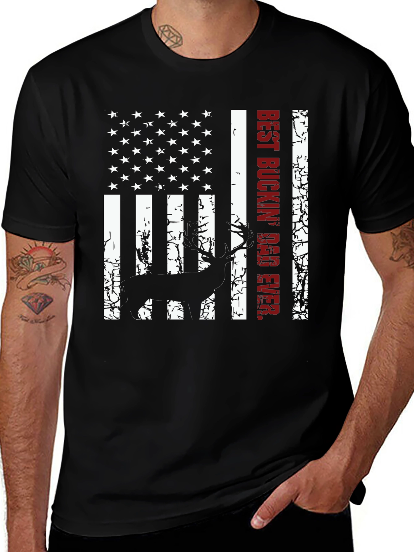Best Buckin Dad Ever Deer Hunting Flag T-Shirt