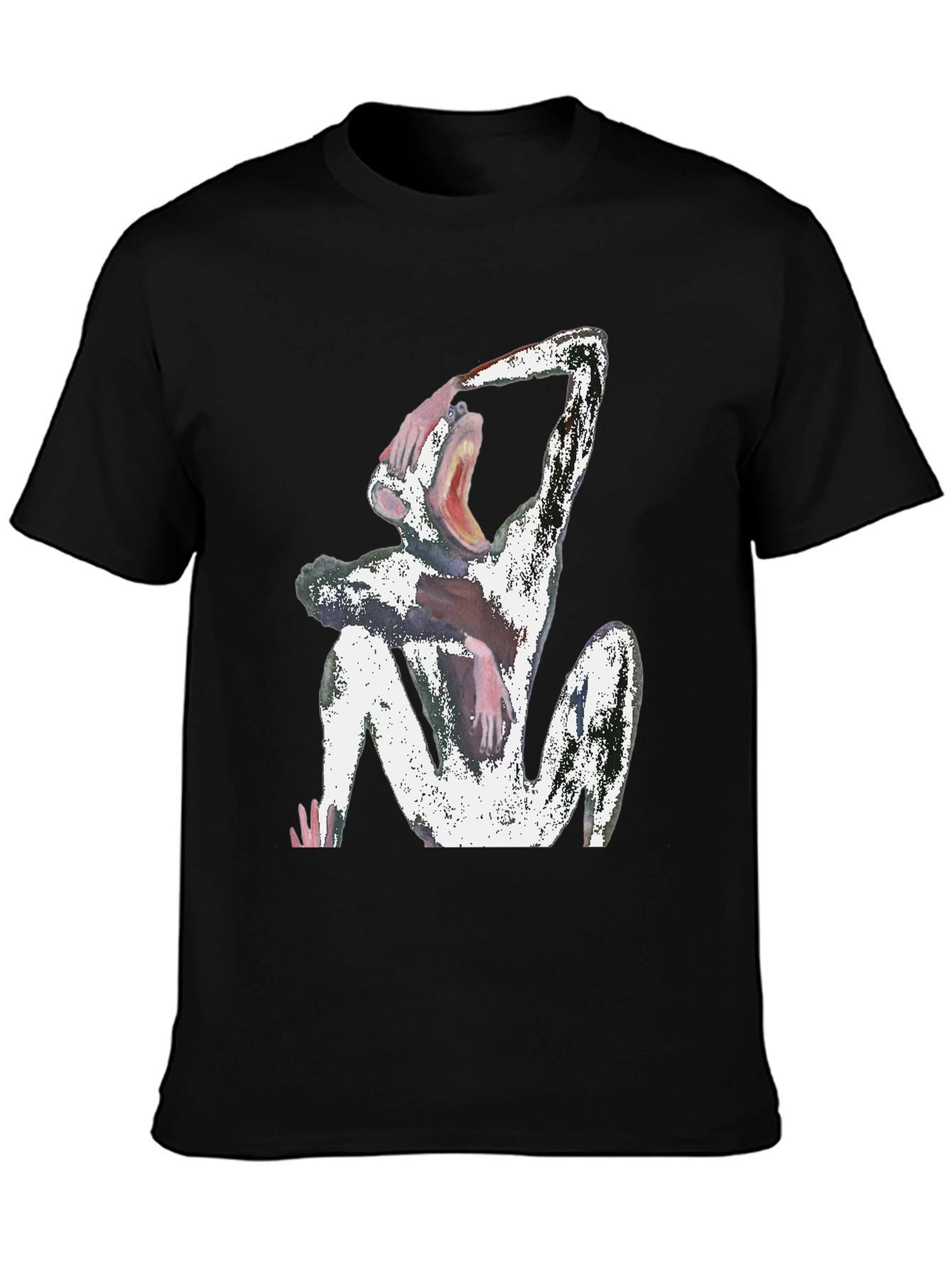 Abstract Monkey Graphic Black T-Shirt