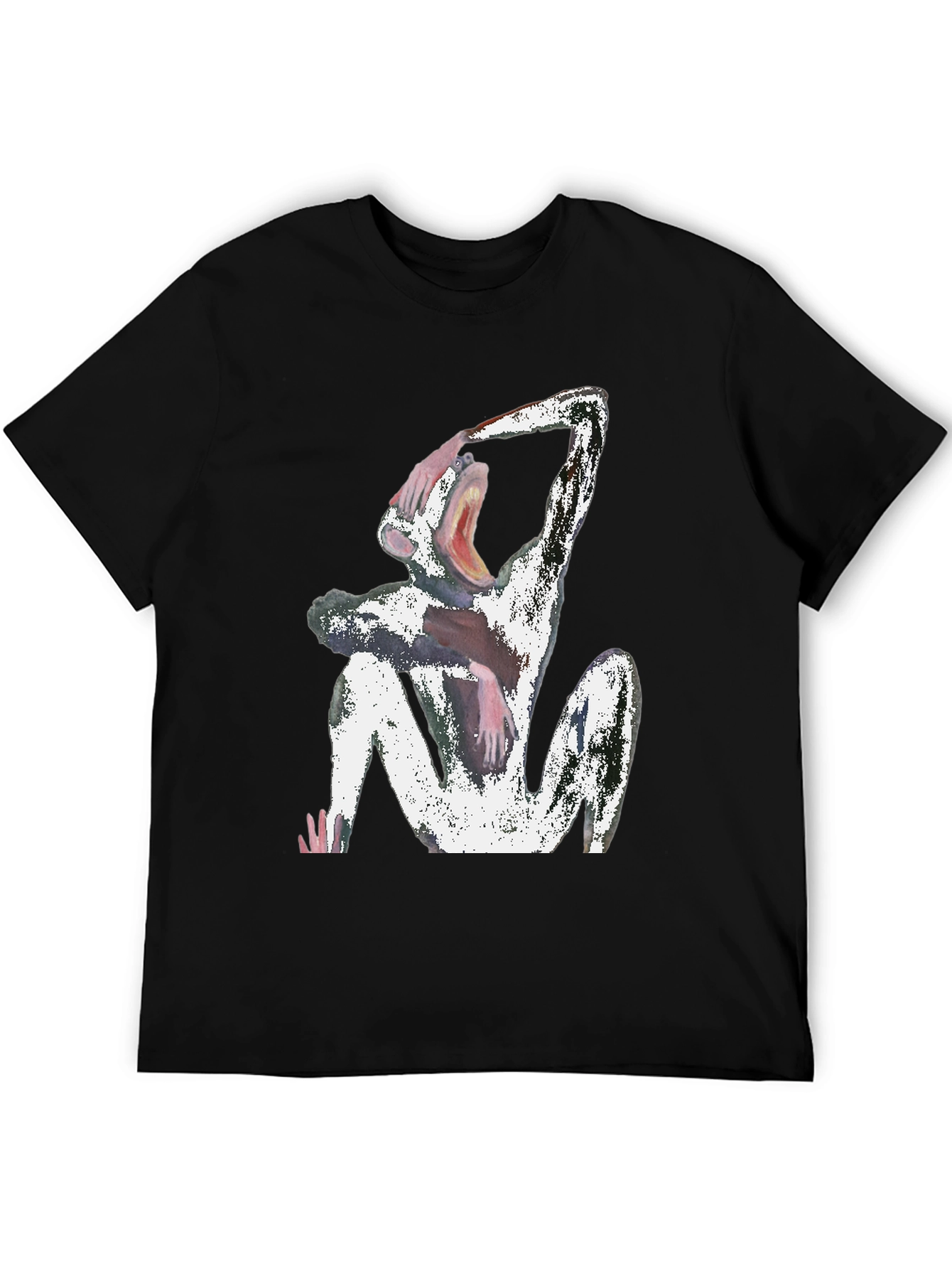 Abstract Monkey Graphic Black T-Shirt