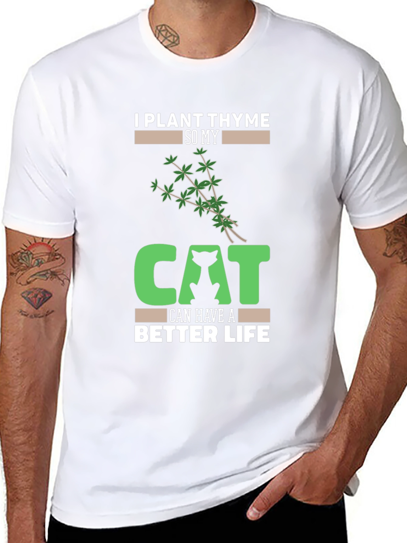 Plant Thyme Cat Lover T-Shirt