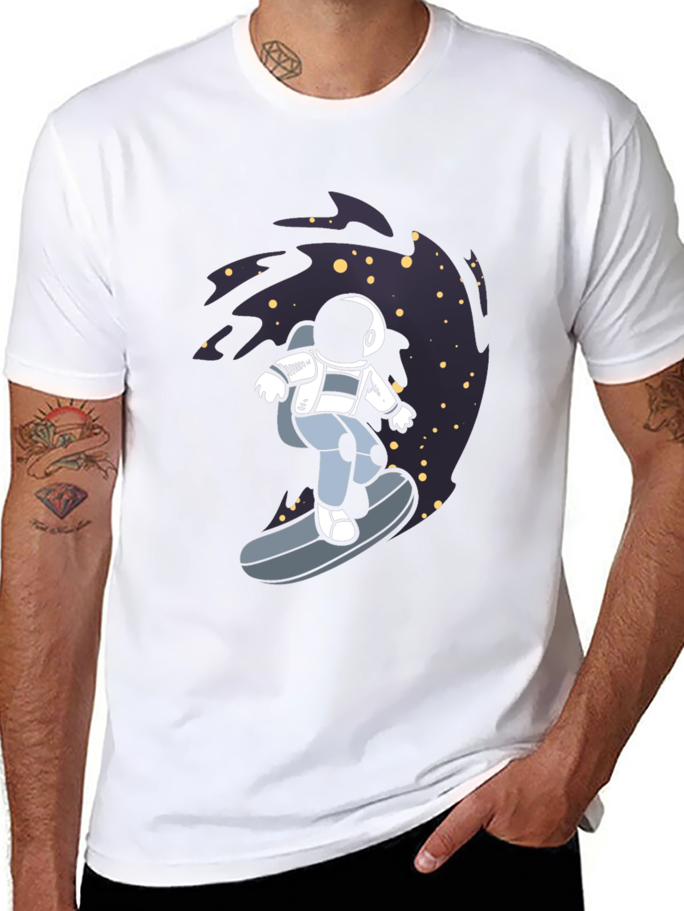 Astronaut Surfing T-Shirt - Space Adventure Tee