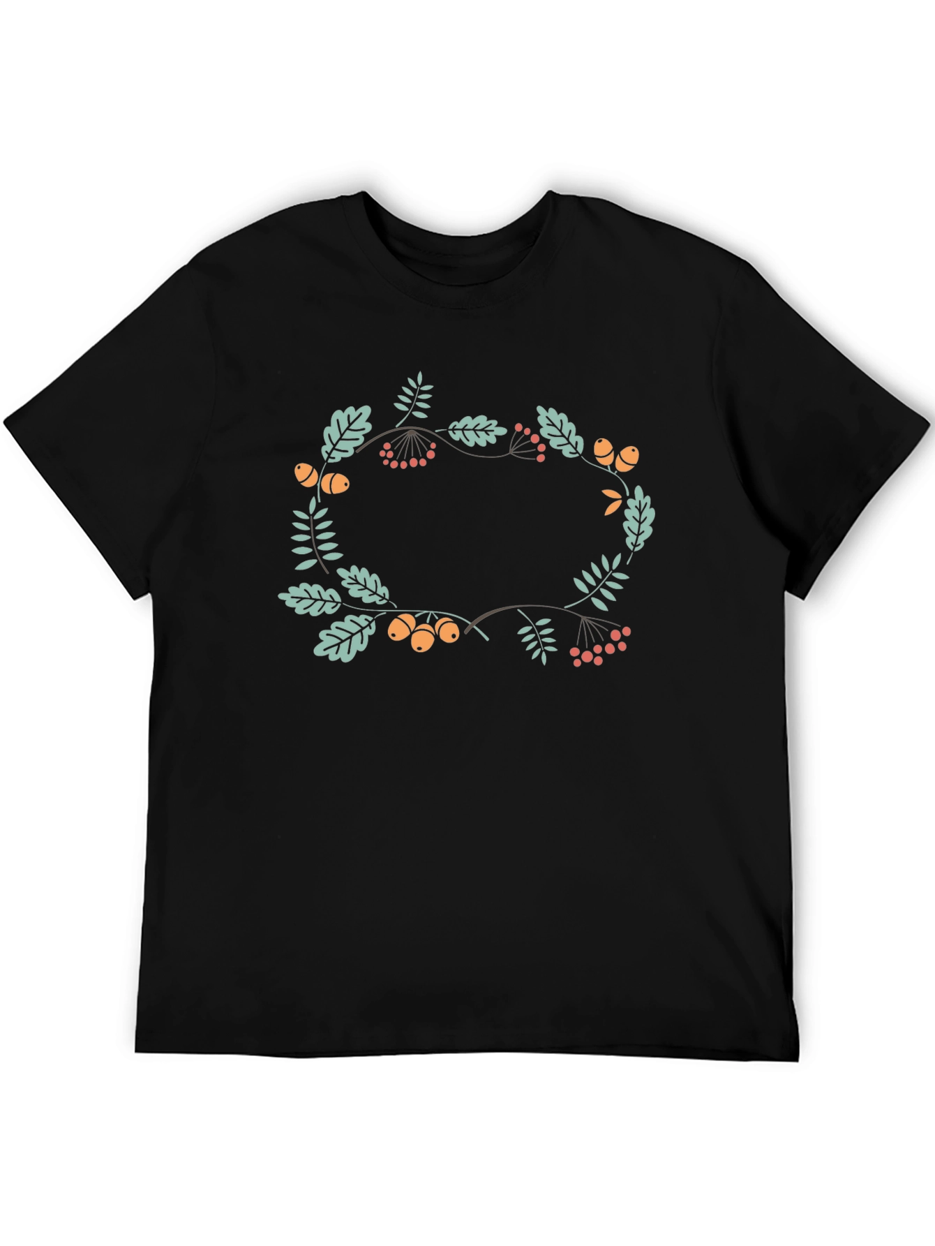 Floral Wreath Graphic Black T-Shirt