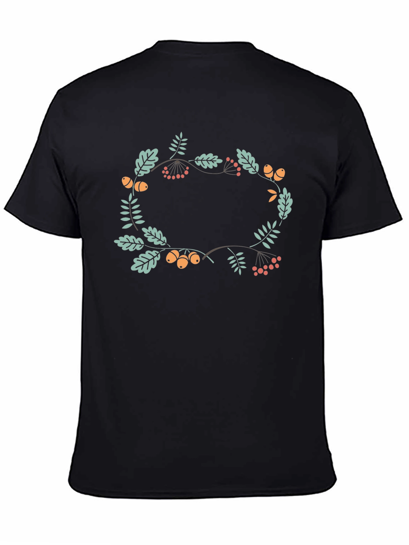 Floral Wreath Graphic Black T-Shirt