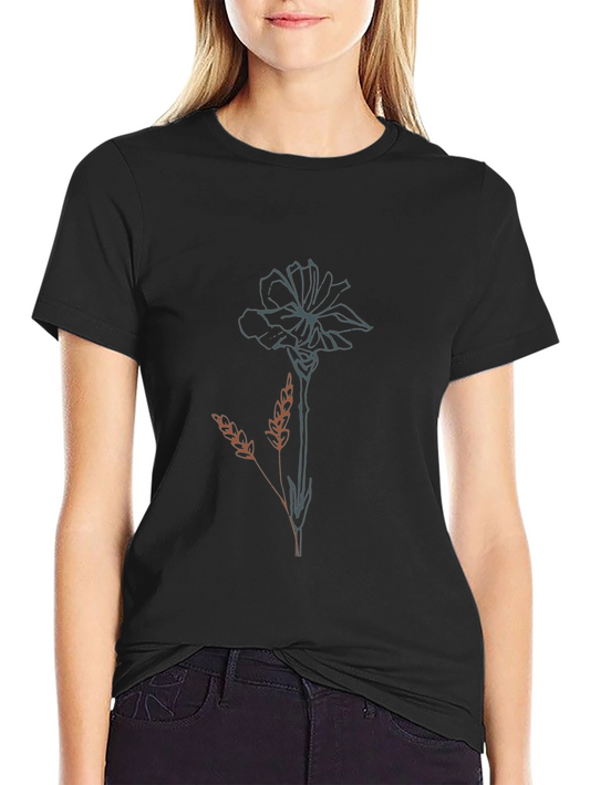 Mens Black T-Shirt with Floral Design
