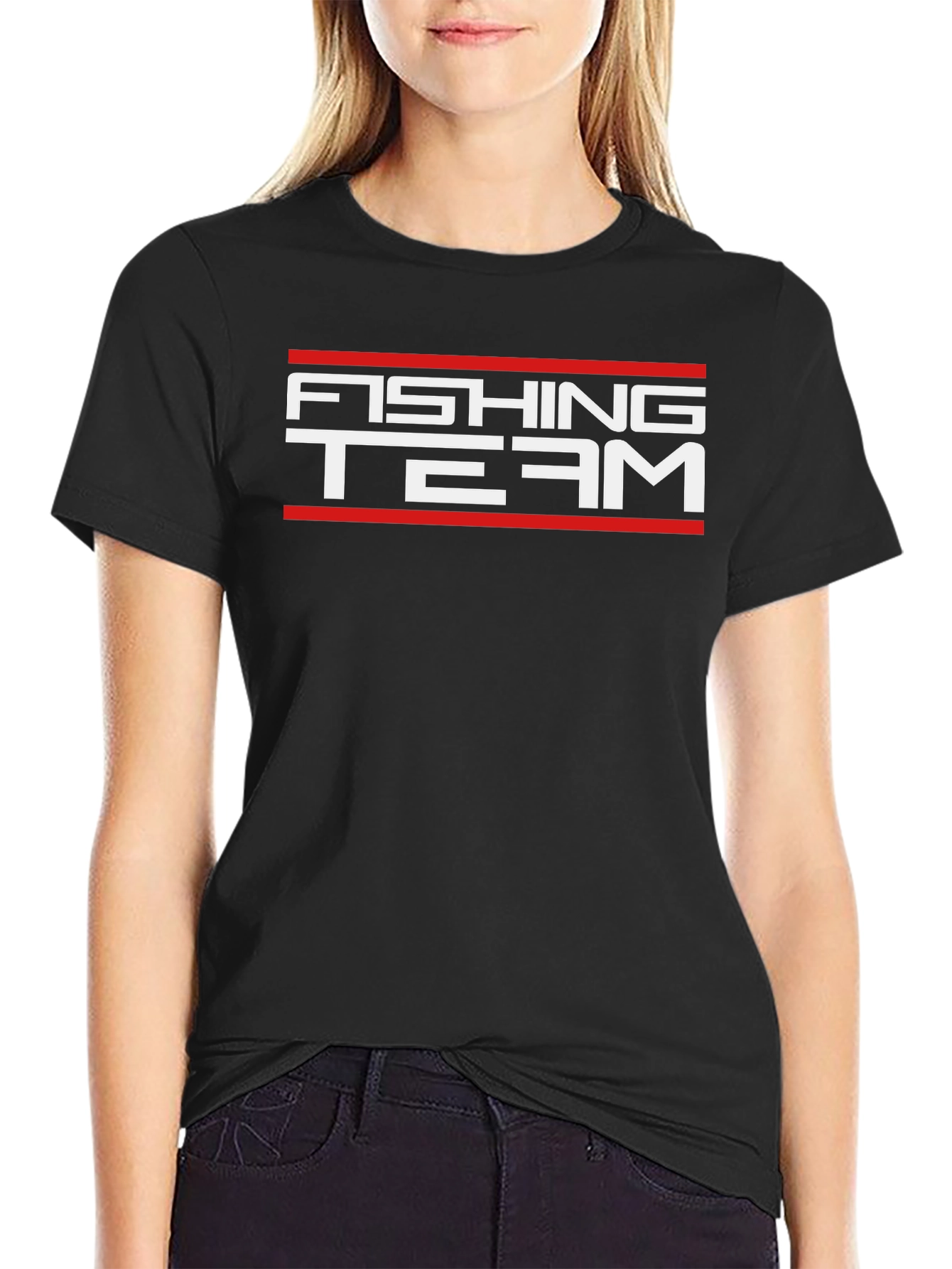 Fishing Team Graphic T-Shirt - Black