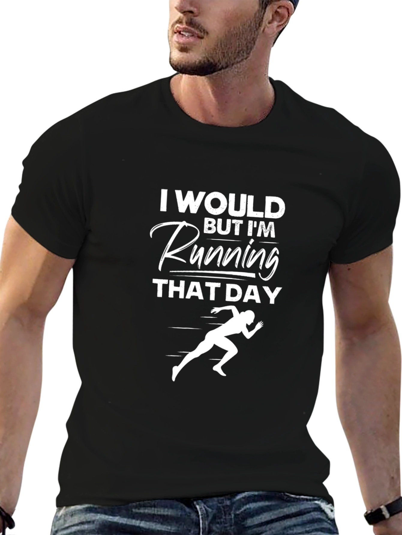 Running Day Graphic Tee - Black Cotton T-Shirt