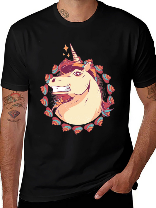 Unicorn T-Shirt - Black Cotton Blend Graphic Tee