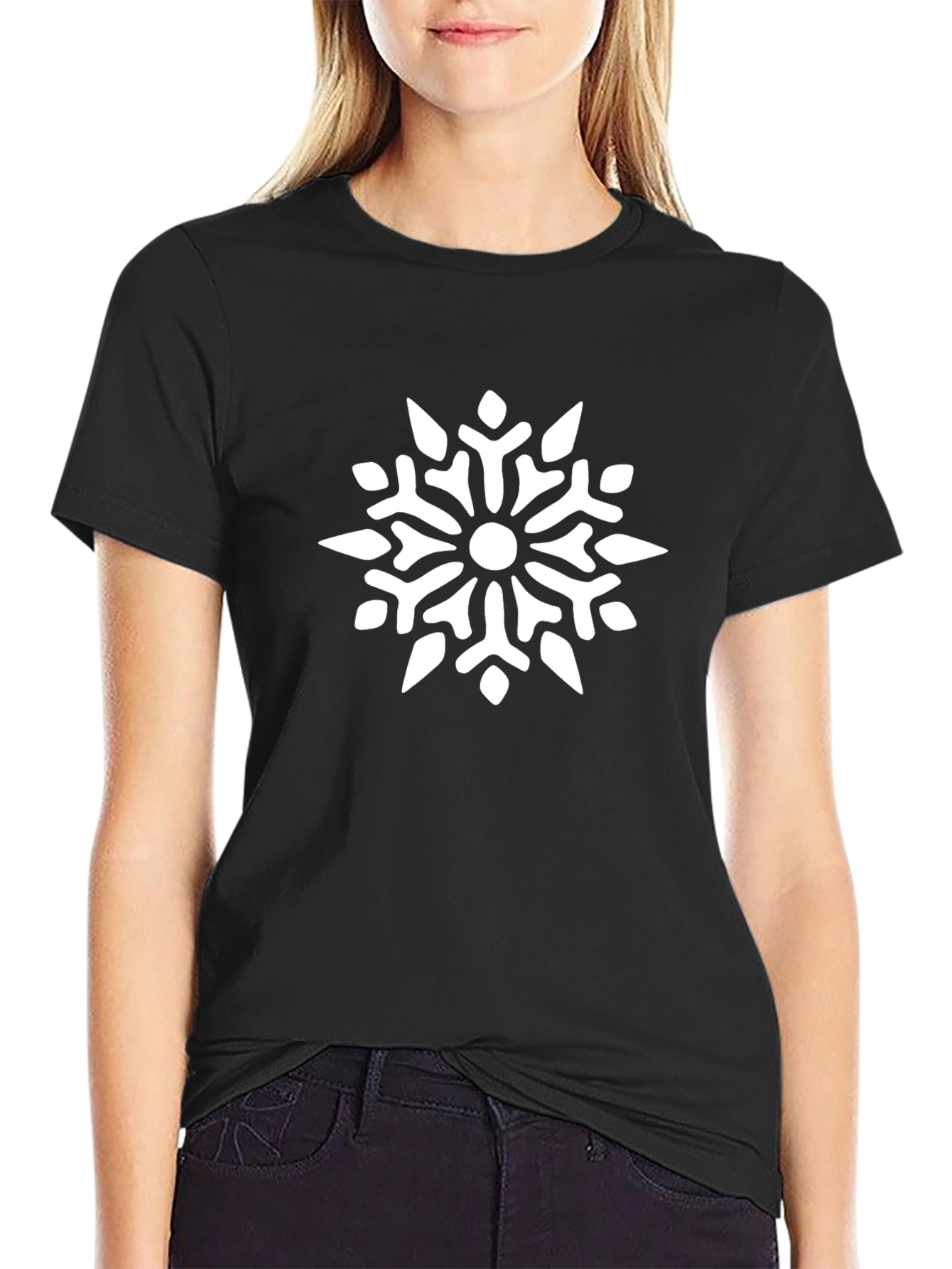 Black Snowflake Graphic Tee - Stylish & Unique