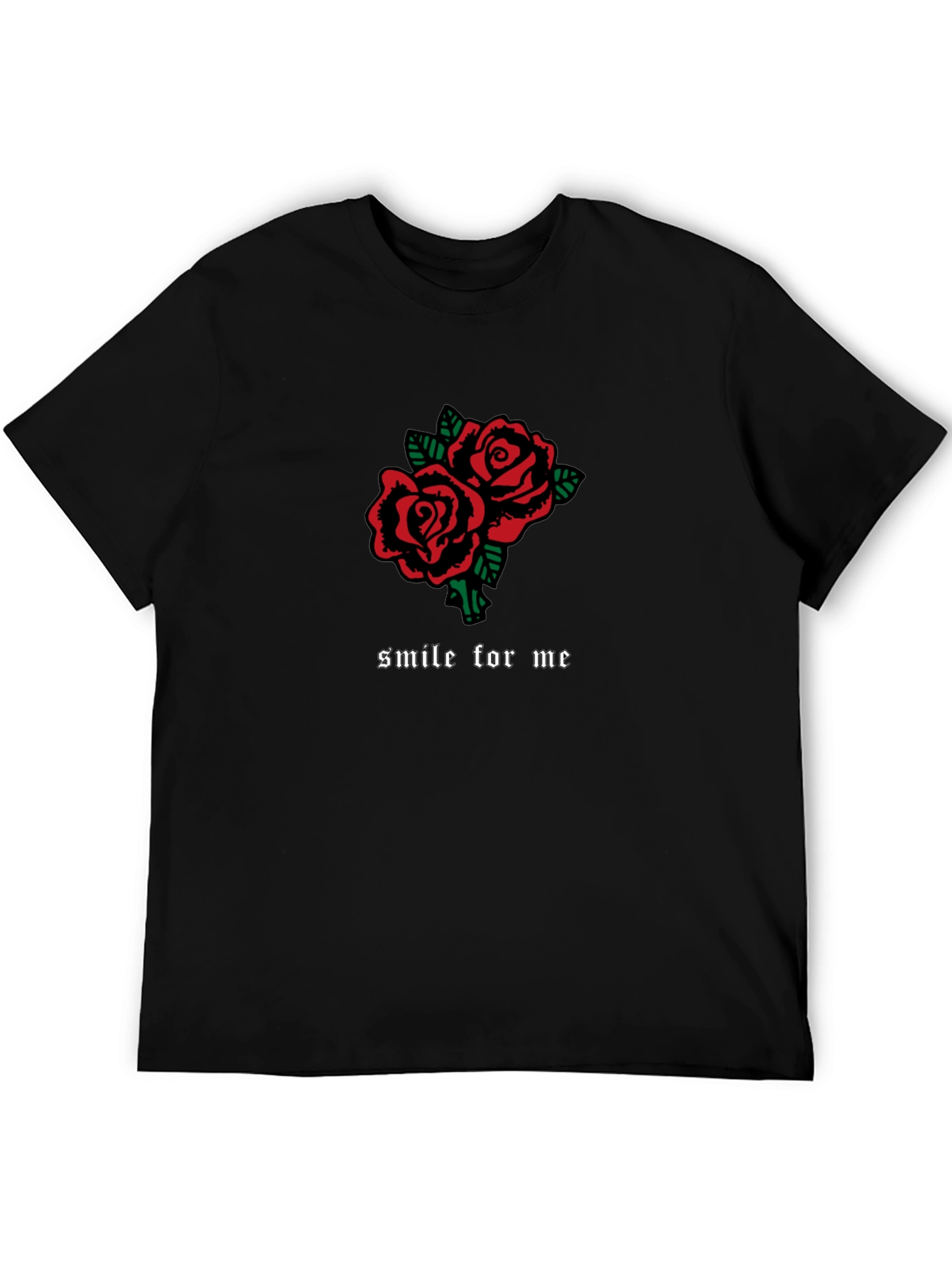 Rose Graphic Black T-Shirt - Smile For Me