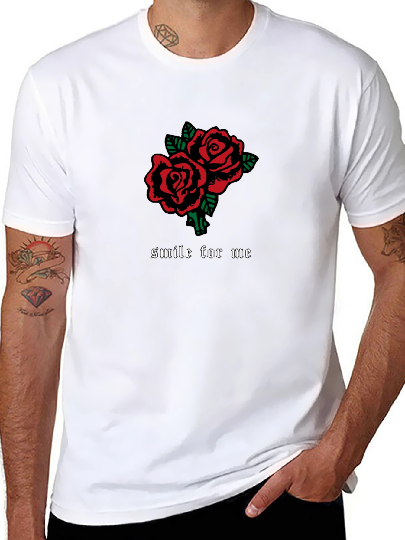 Rose Graphic Black T-Shirt - Smile For Me