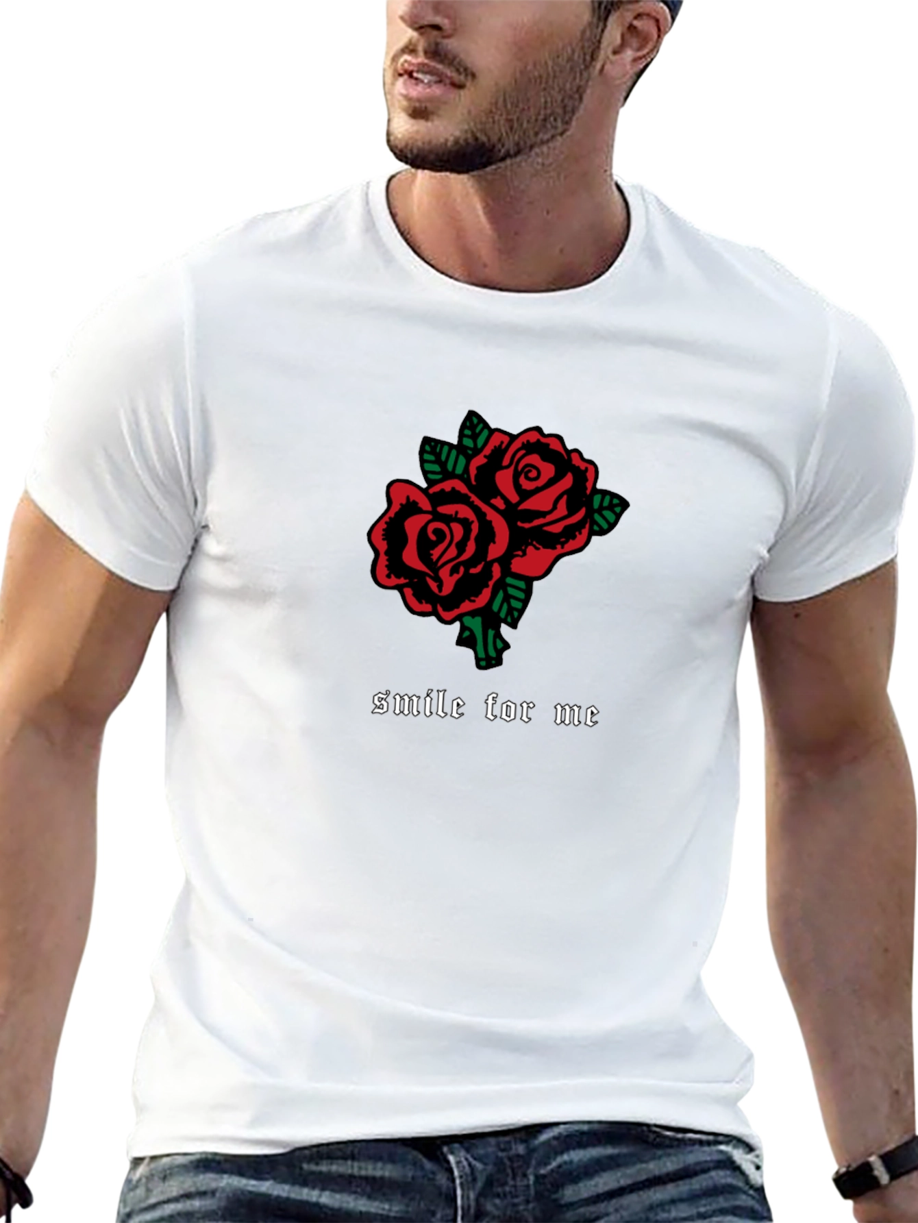 Rose Graphic Black T-Shirt - Smile For Me
