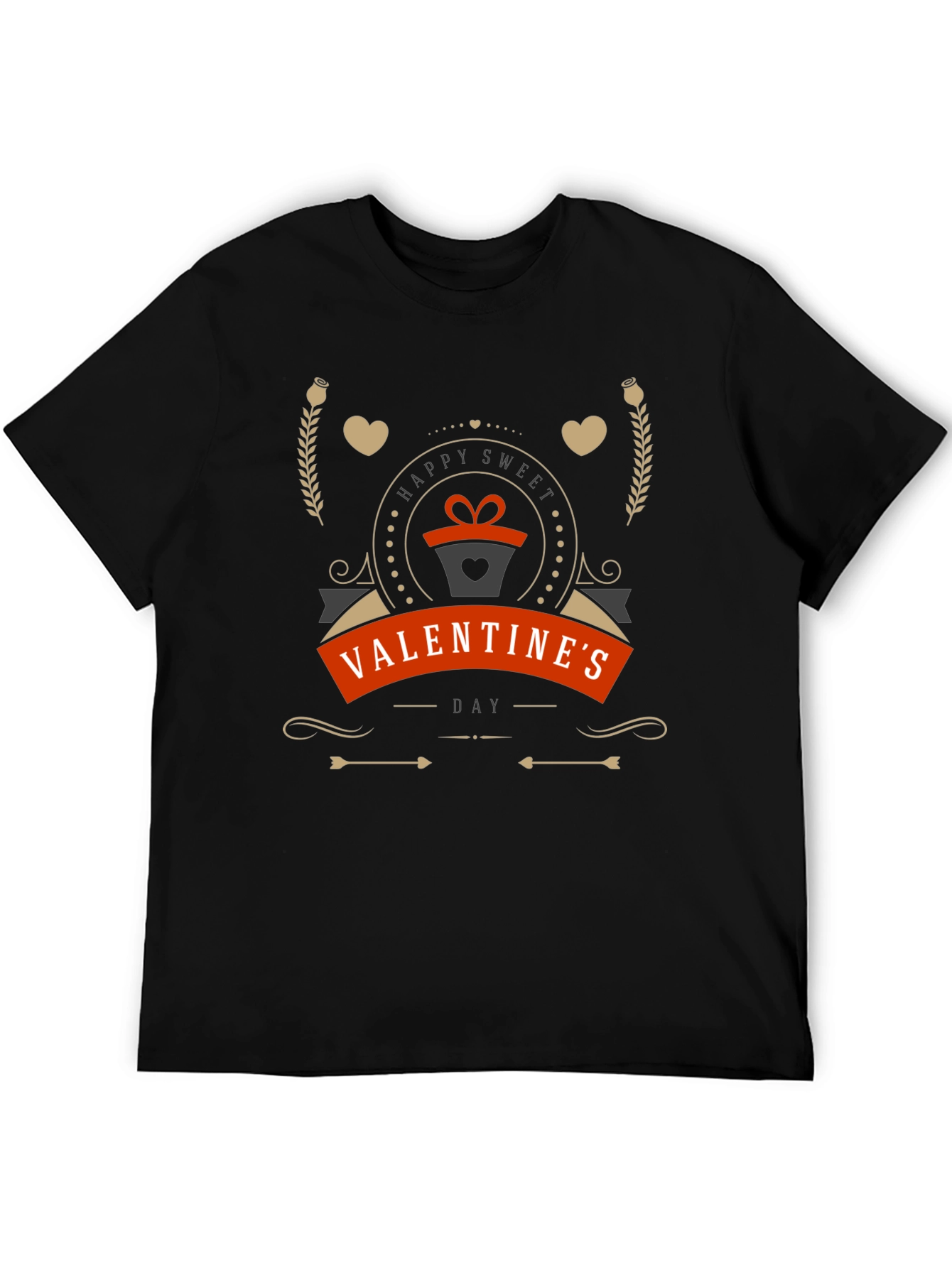 Sweet Valentines Day Graphic Tee - Stylish Black T-Shirt