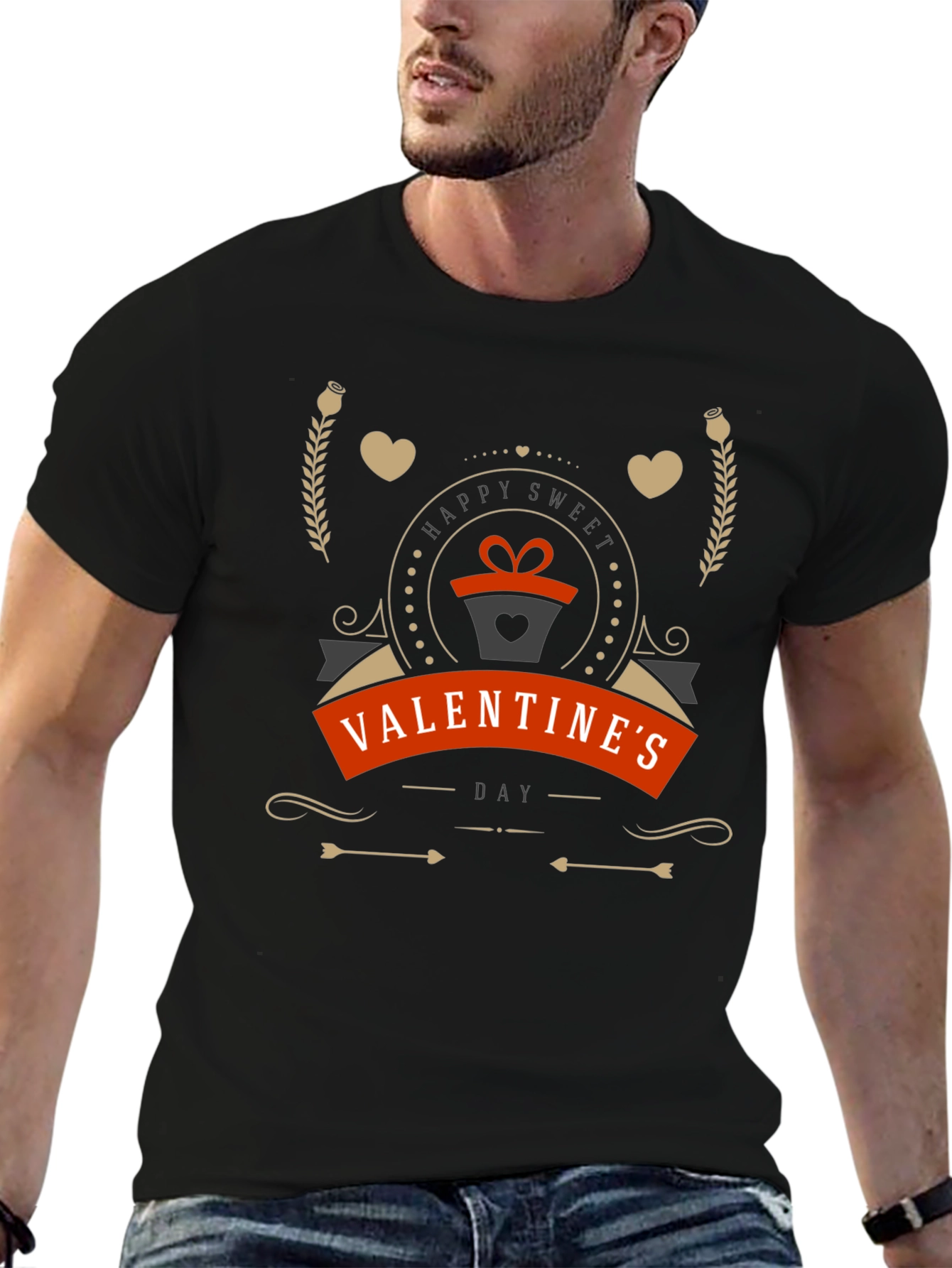 Sweet Valentines Day Graphic Tee - Stylish Black T-Shirt