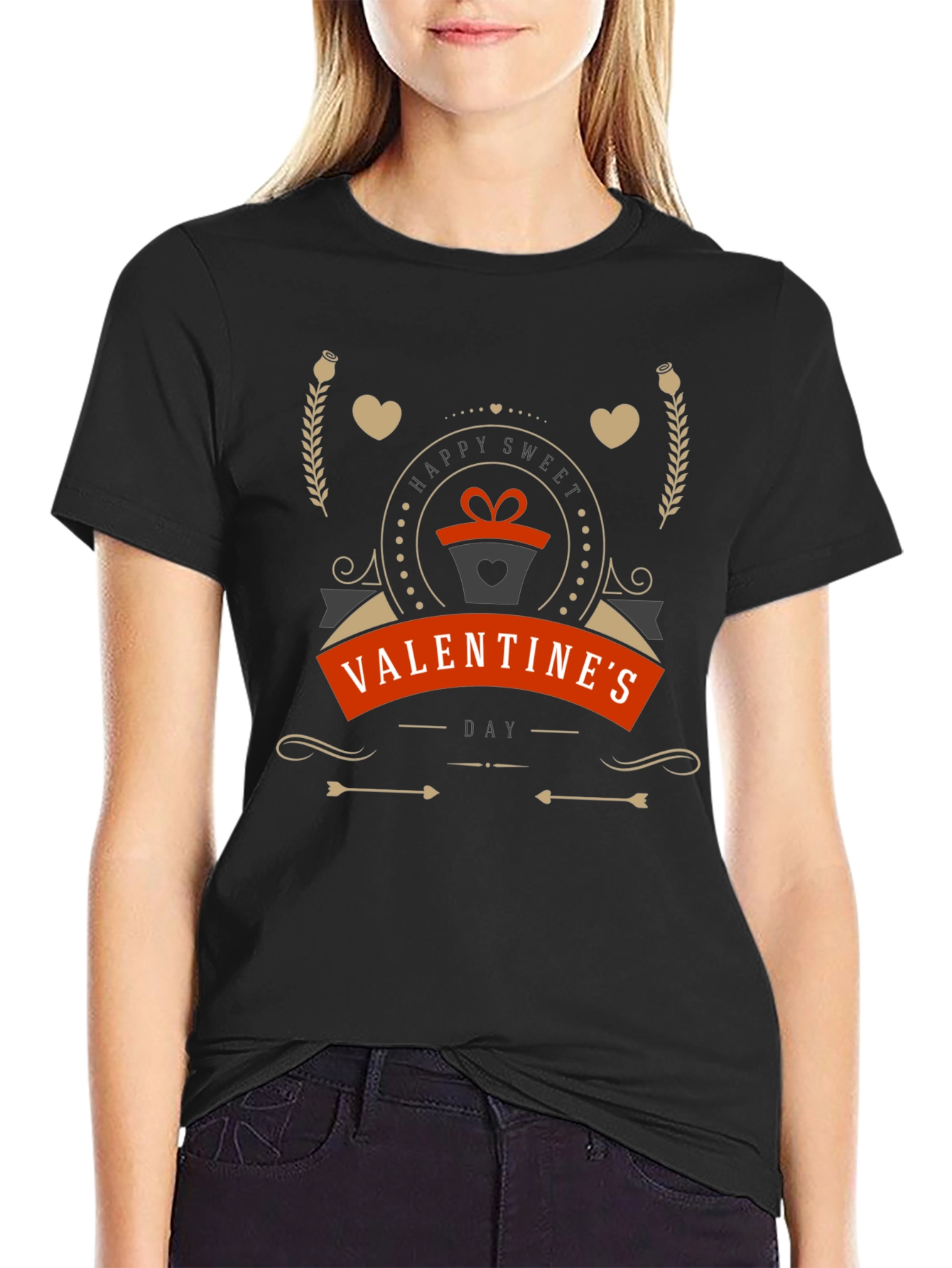 Sweet Valentines Day Graphic Tee - Stylish Black T-Shirt