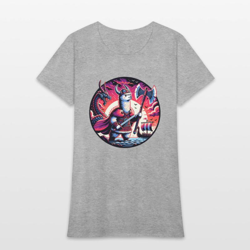 Viking Llama Conquering the Seas with Dragon