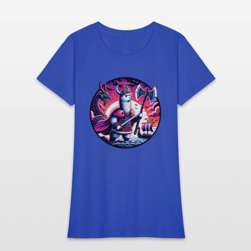 Viking Llama Conquering the Seas with Dragon