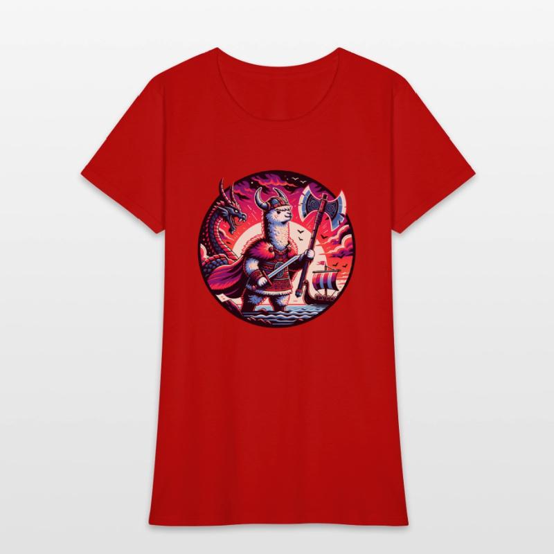 Viking Llama Conquering the Seas with Dragon