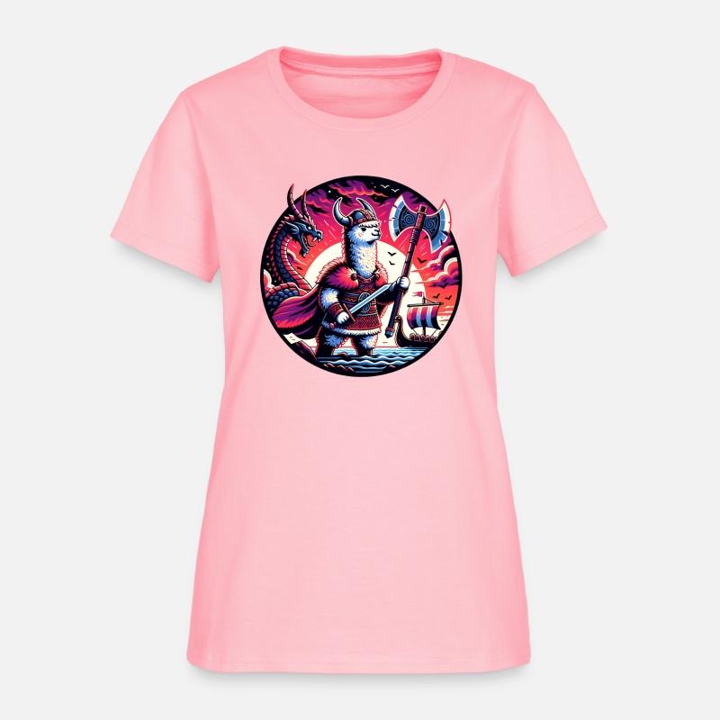 Viking Llama Conquering the Seas with Dragon