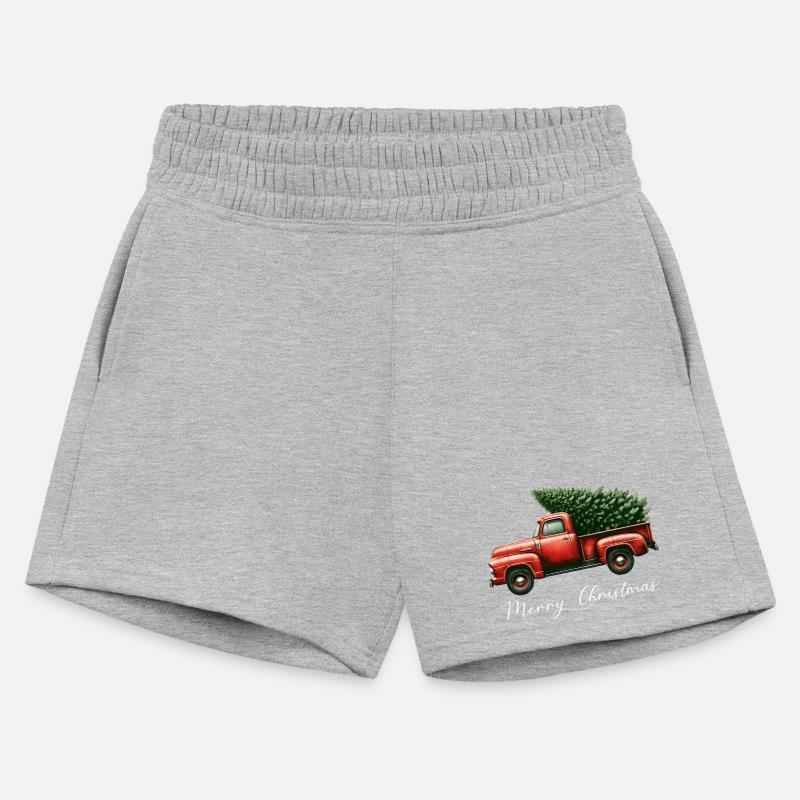 Vintage Red Truck with Christmas Tree Design