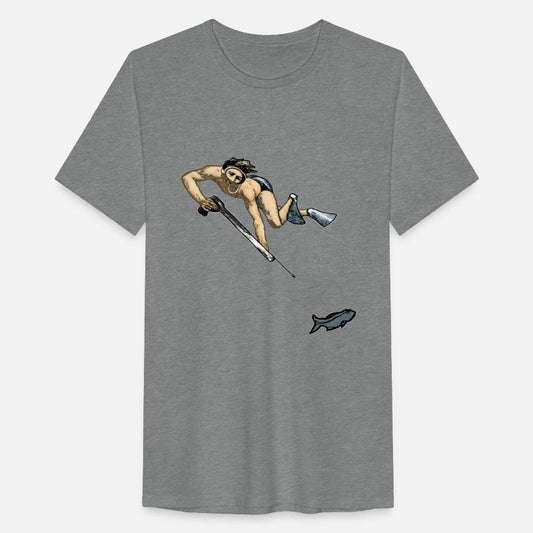 Vintage Spearfishing Freediving Diver with Fish