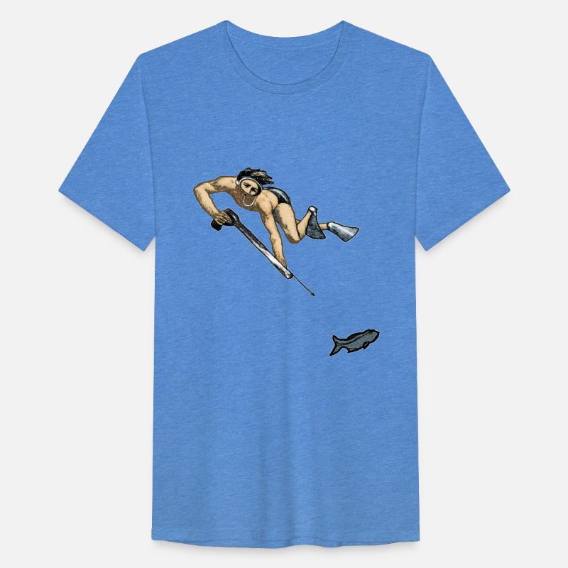 Vintage Spearfishing Freediving Diver with Fish