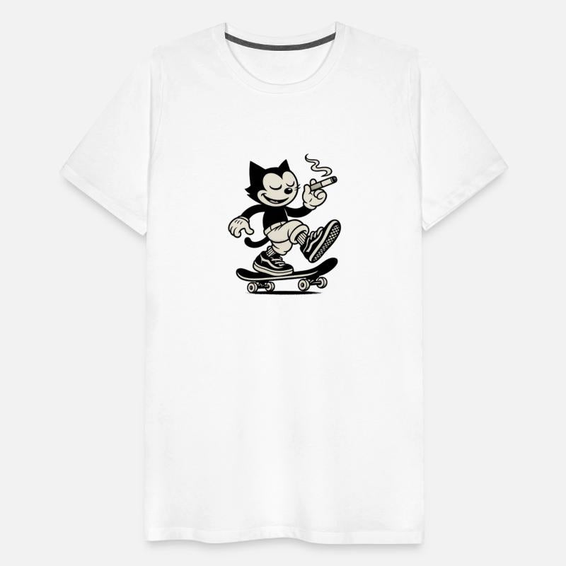 vintage-style cartoon cat skateboard