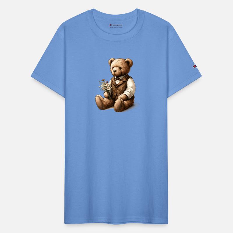 Vintage teddy with flowers: a touch of nostalgia