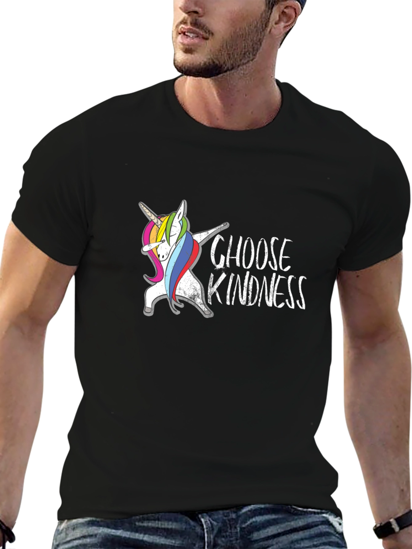 Choose Kindness Unicorn Dabbing Black T-Shirt