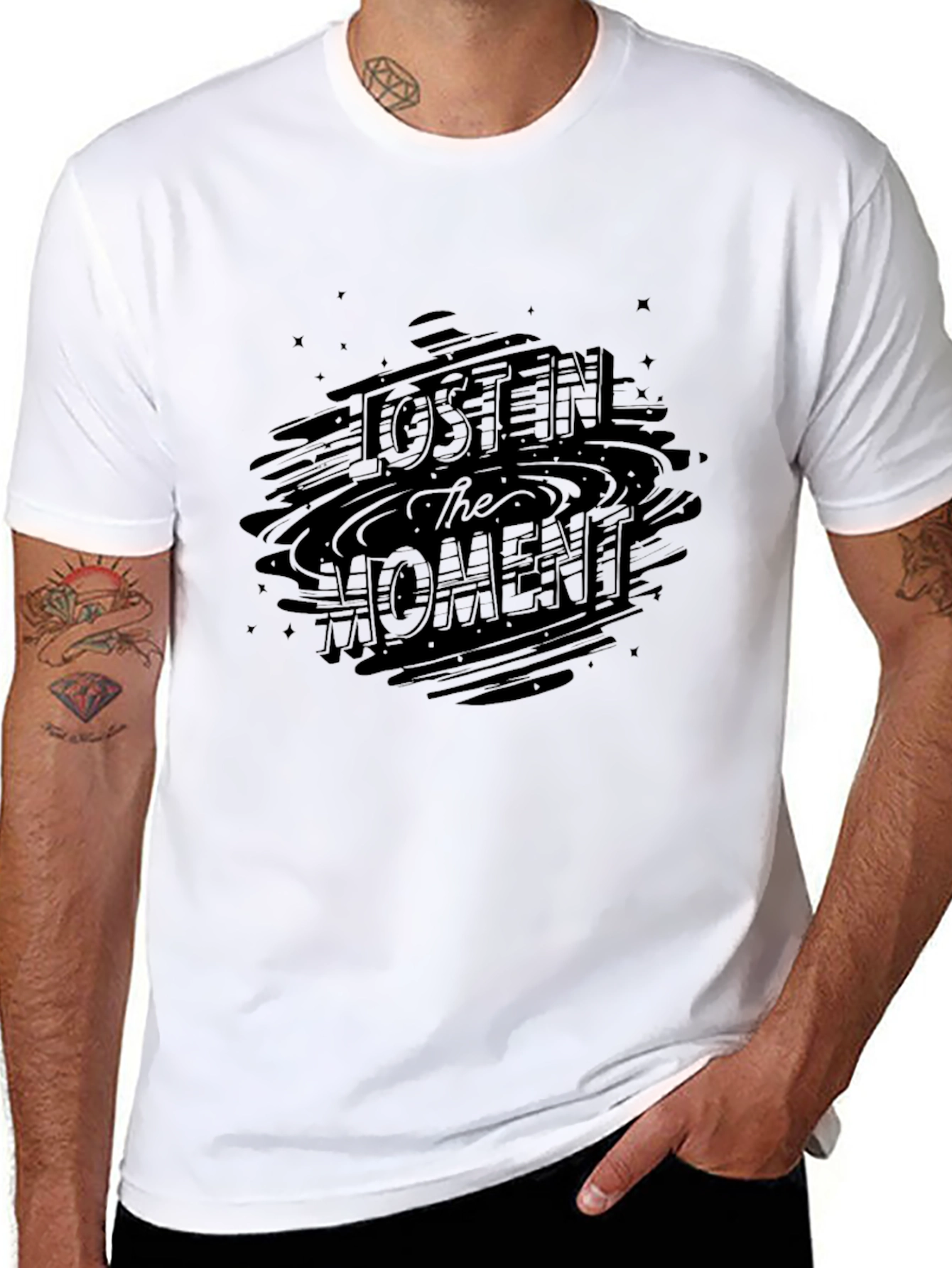 Lost in the Moment Black Graphic Tee