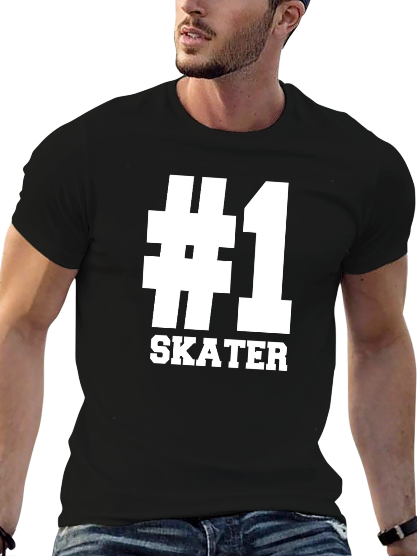 #1 Skater Graphic Tee - Black Cotton Blend